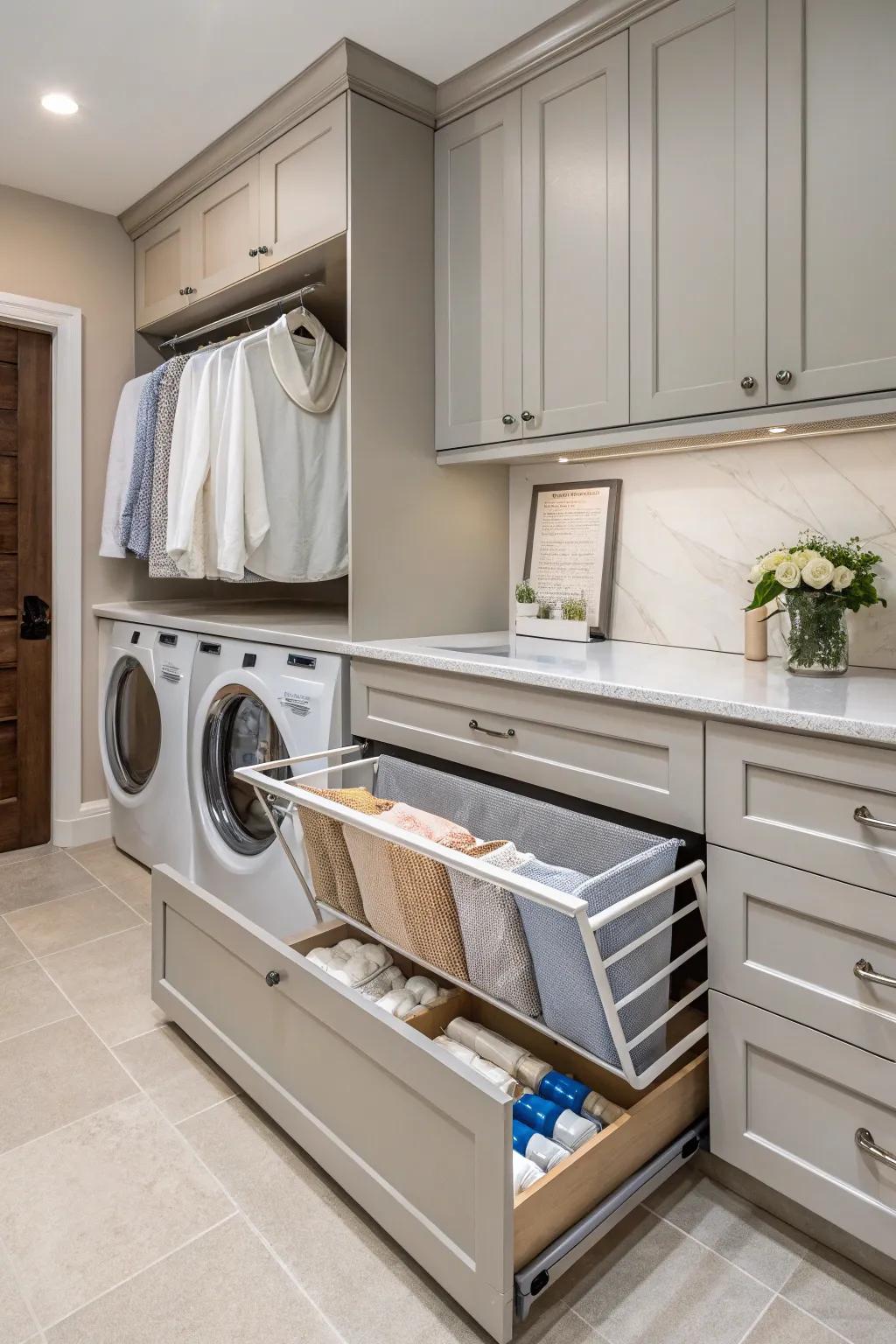 A drying rack drawer is ideal for air-drying delicate items.