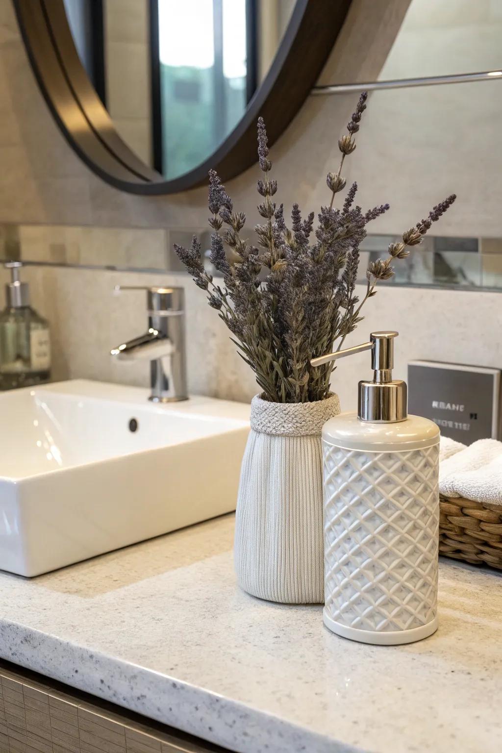 A spa-like touch with lavender in the washroom.