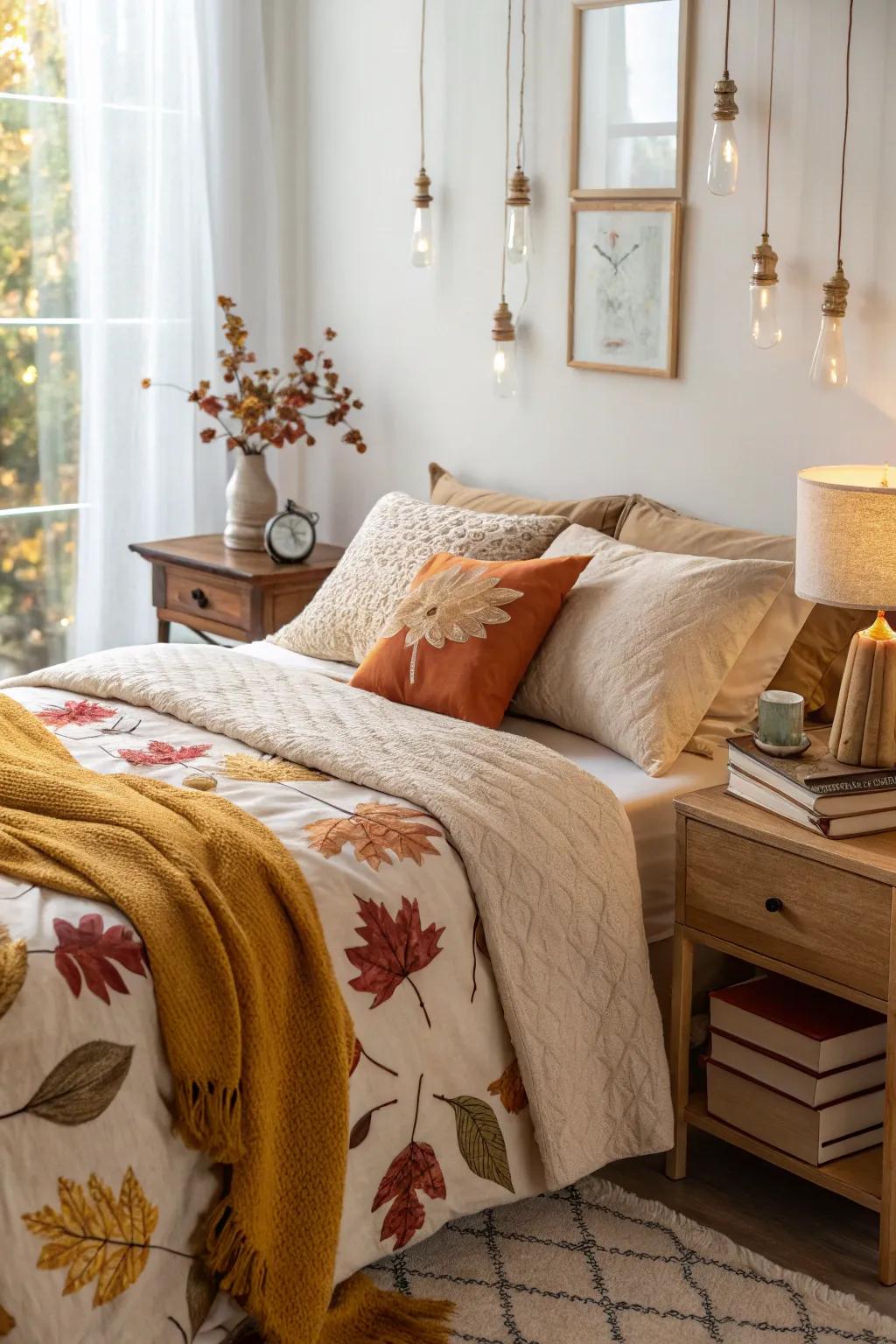 Seasonal elements in bedding layers for year-round comfort.