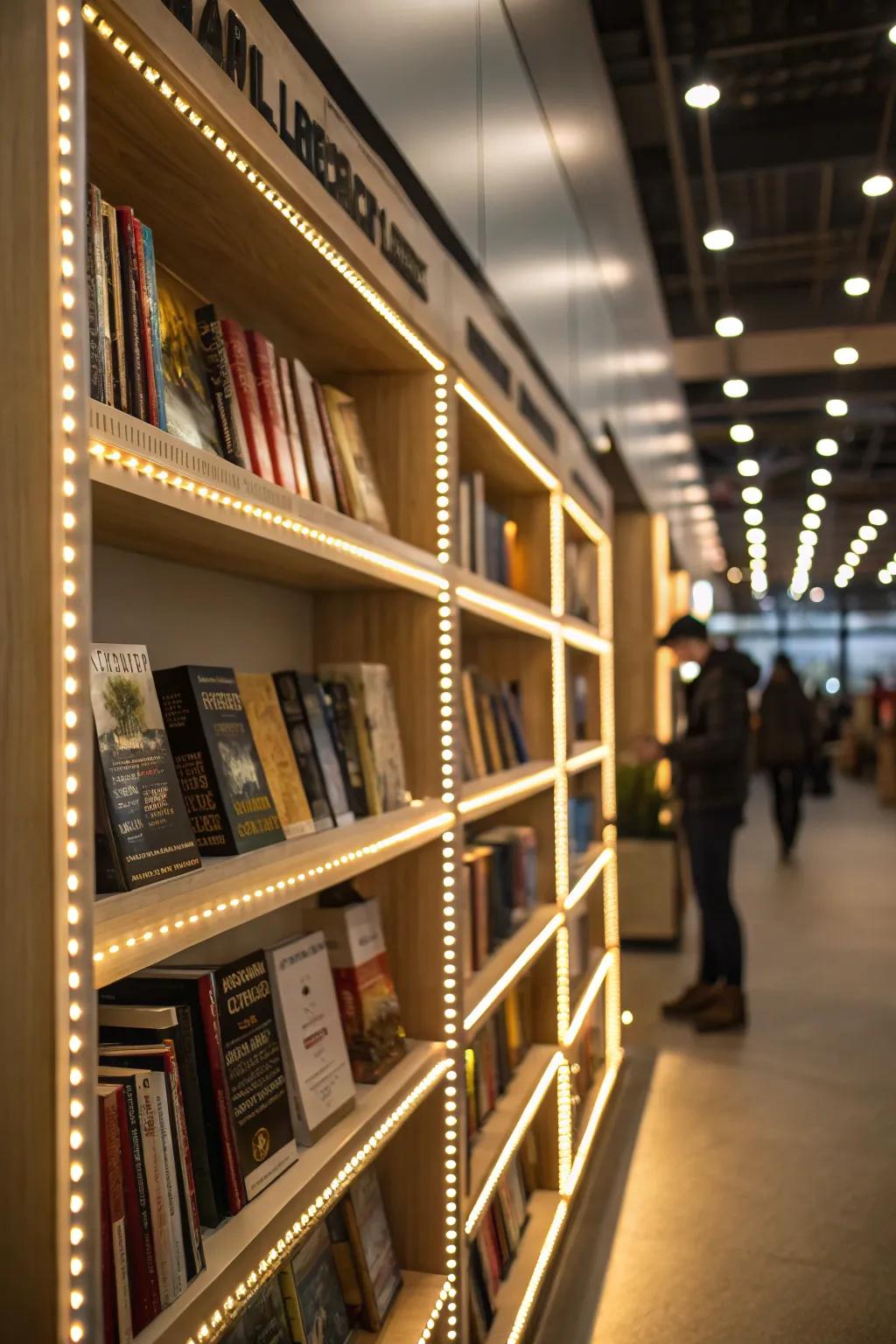 Make your bookshelves prominent through accent LED lighting.