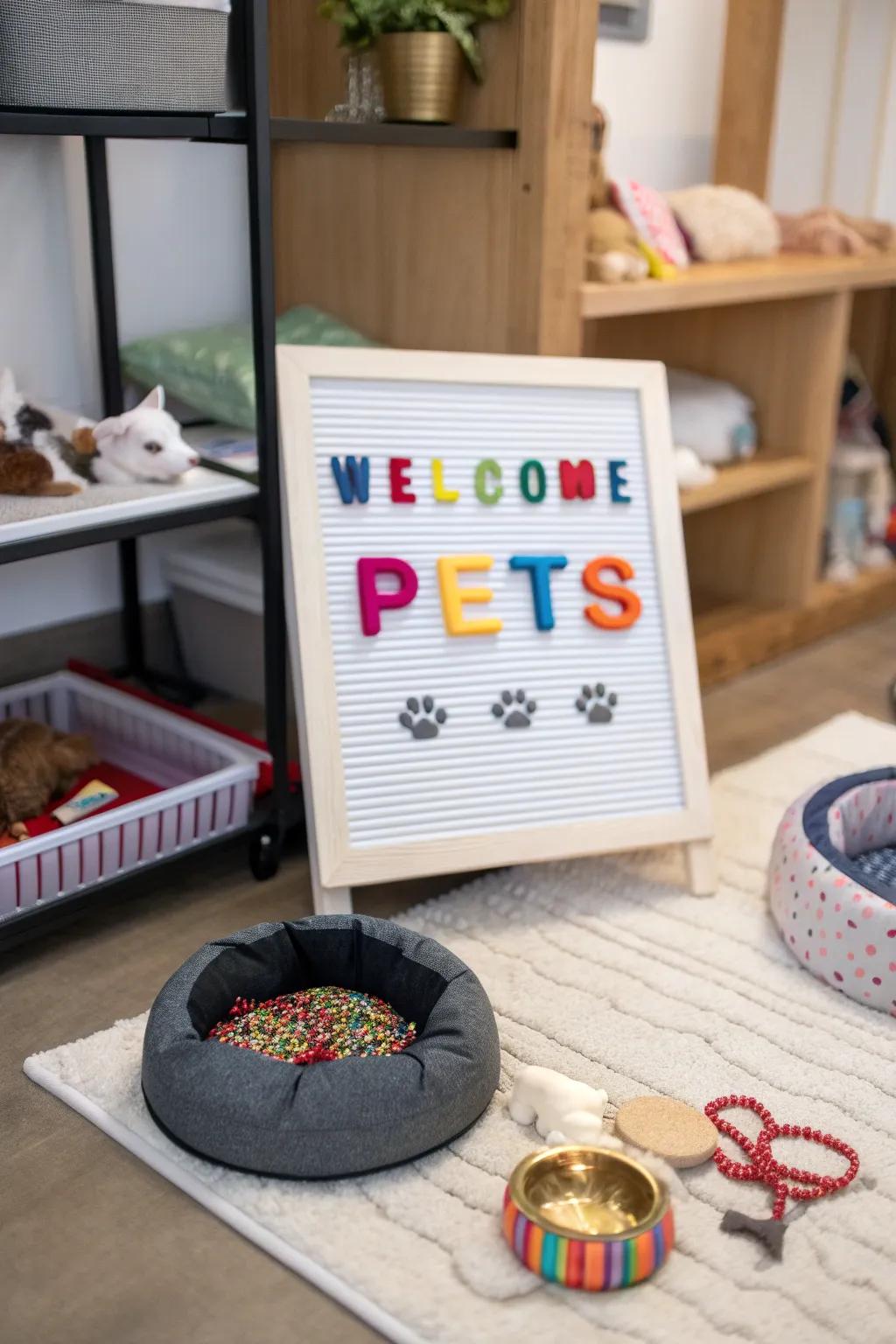 Celebrate your pets with a personalized display board in their space.