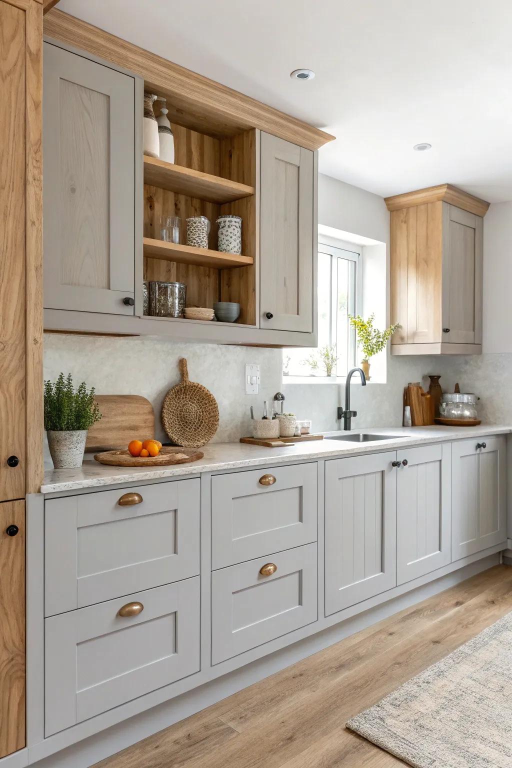 Genuine features infuse warmth and vitality into the cooking space.