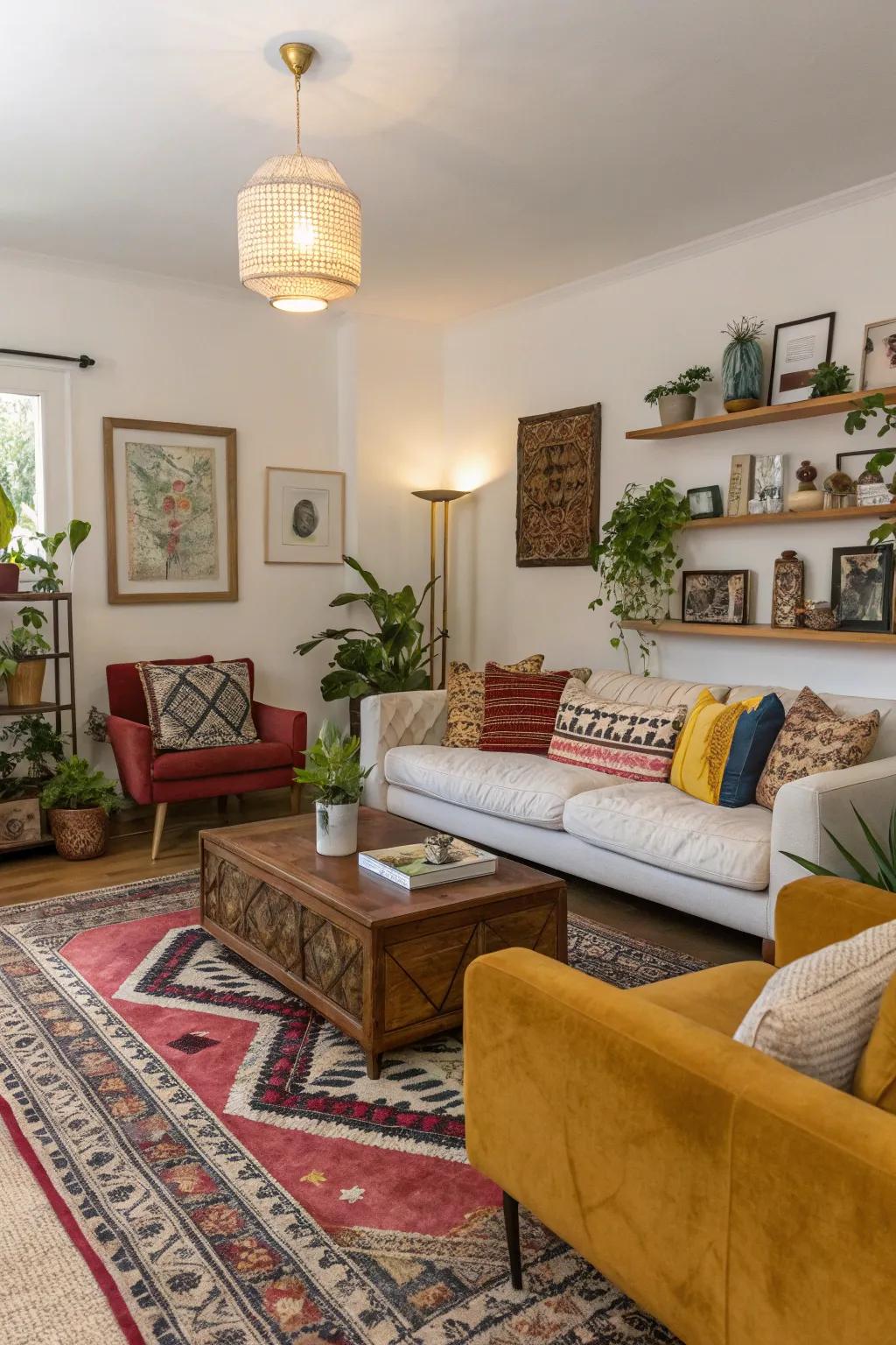 Unique meets modern for a distinct living room aesthetic.