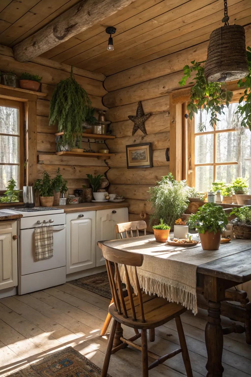 Organic decor elements bring a hint of outdoor freshness to this kitchen.