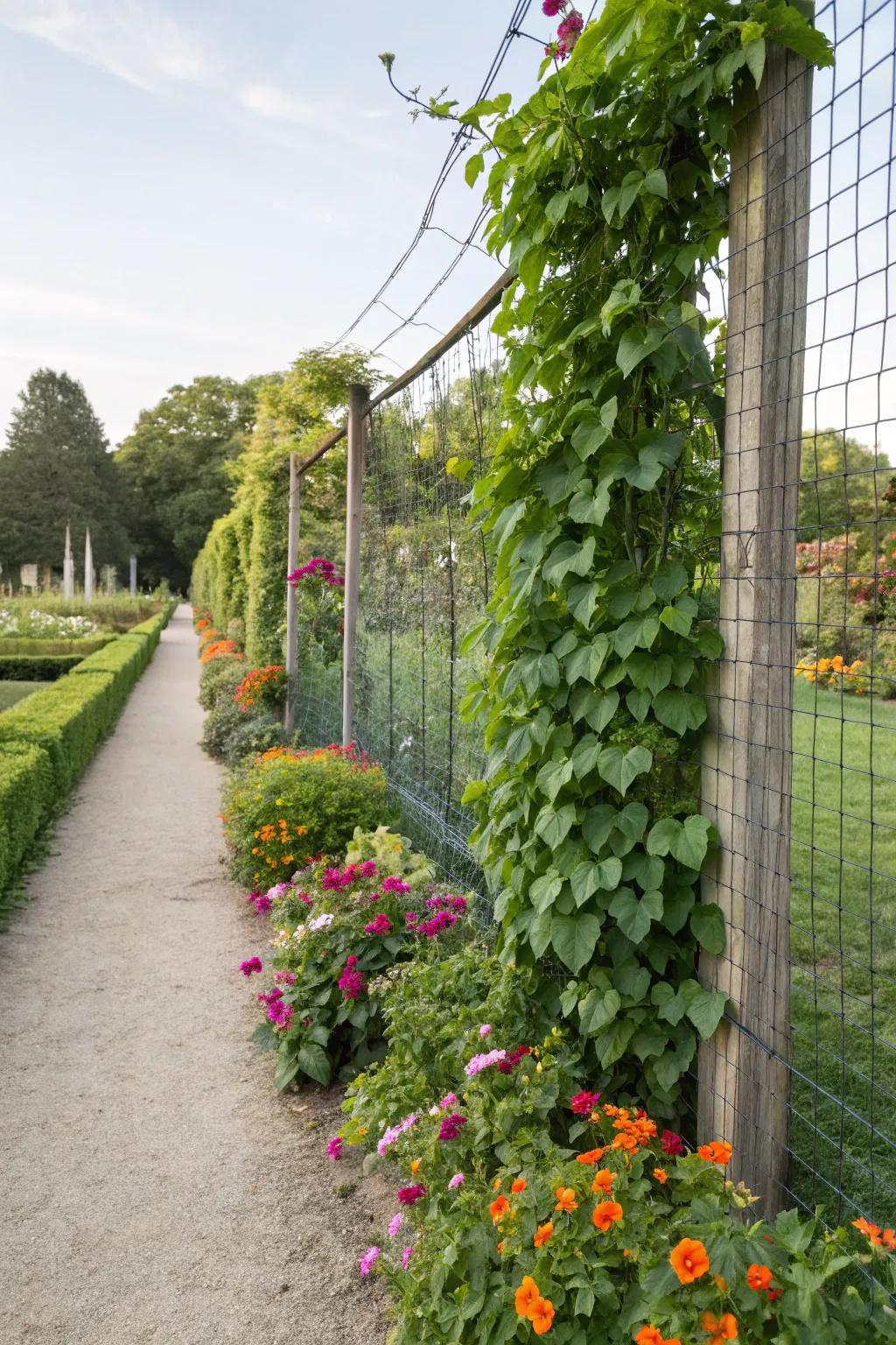 Utilize chicken wire for a green and budget-friendly fence.