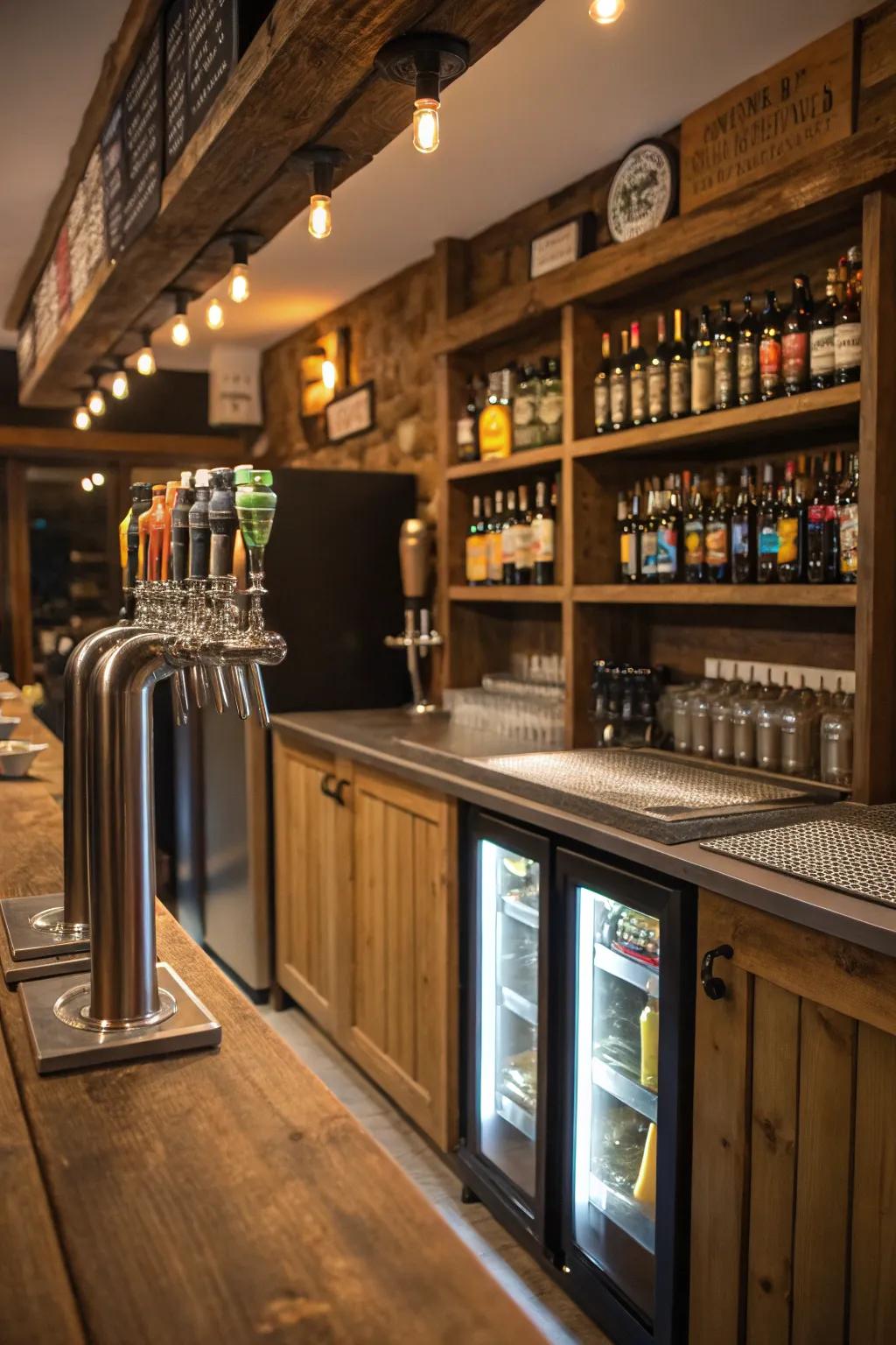 Explore new brews in your man cave's artisanal beer space.