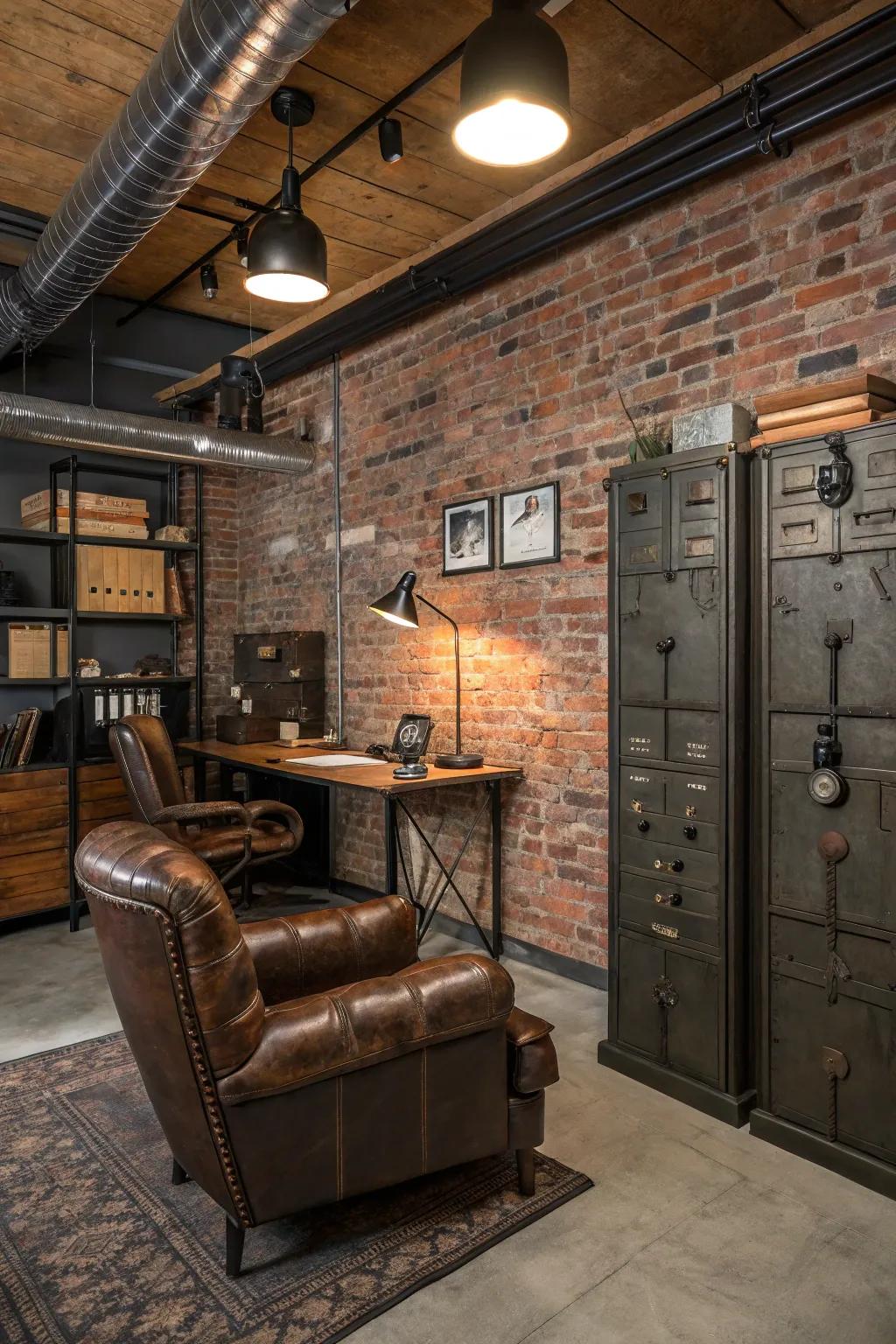 Industrial elements bring modern edge and character.