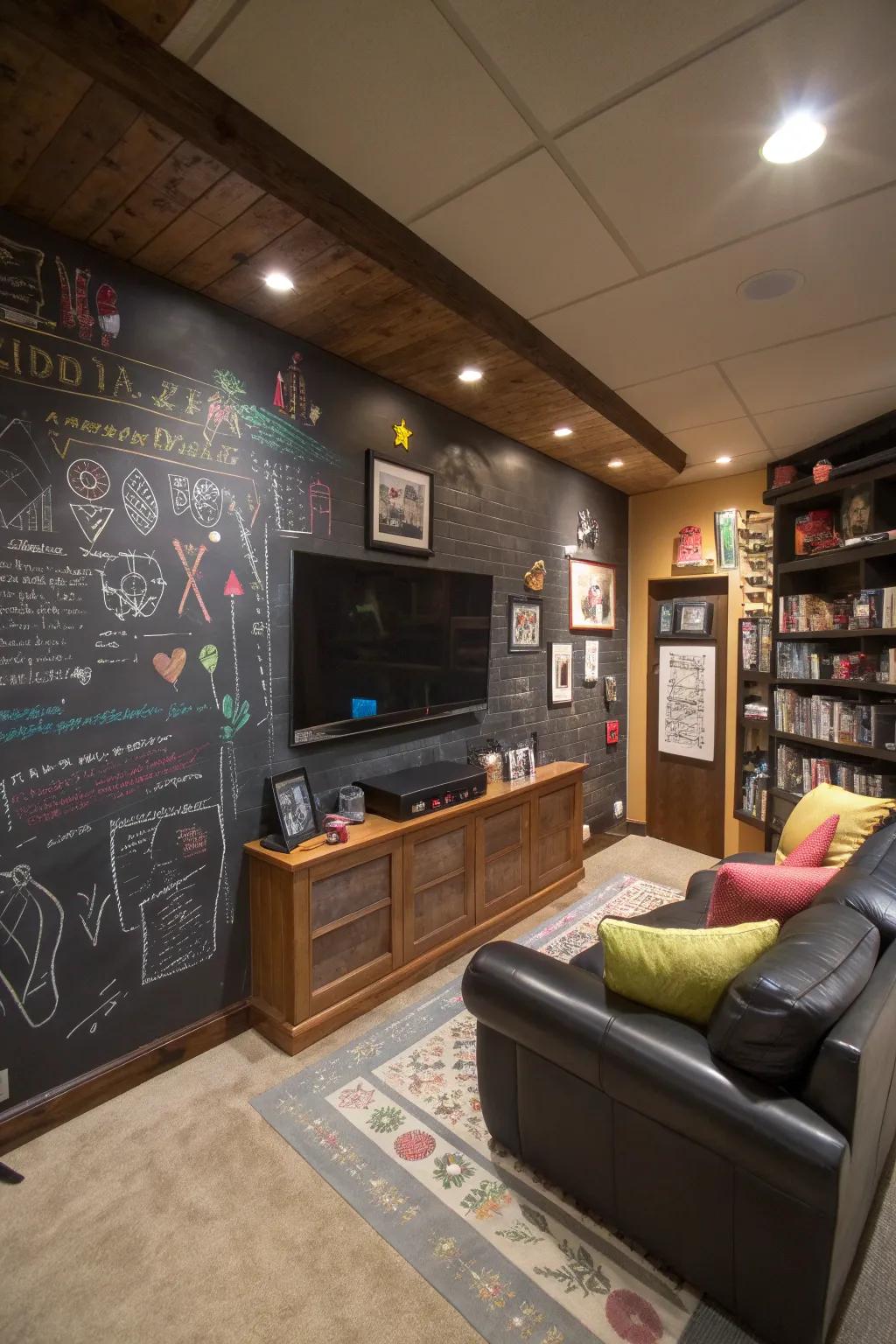 A chalkboard wall lets you personalize your space with ease.