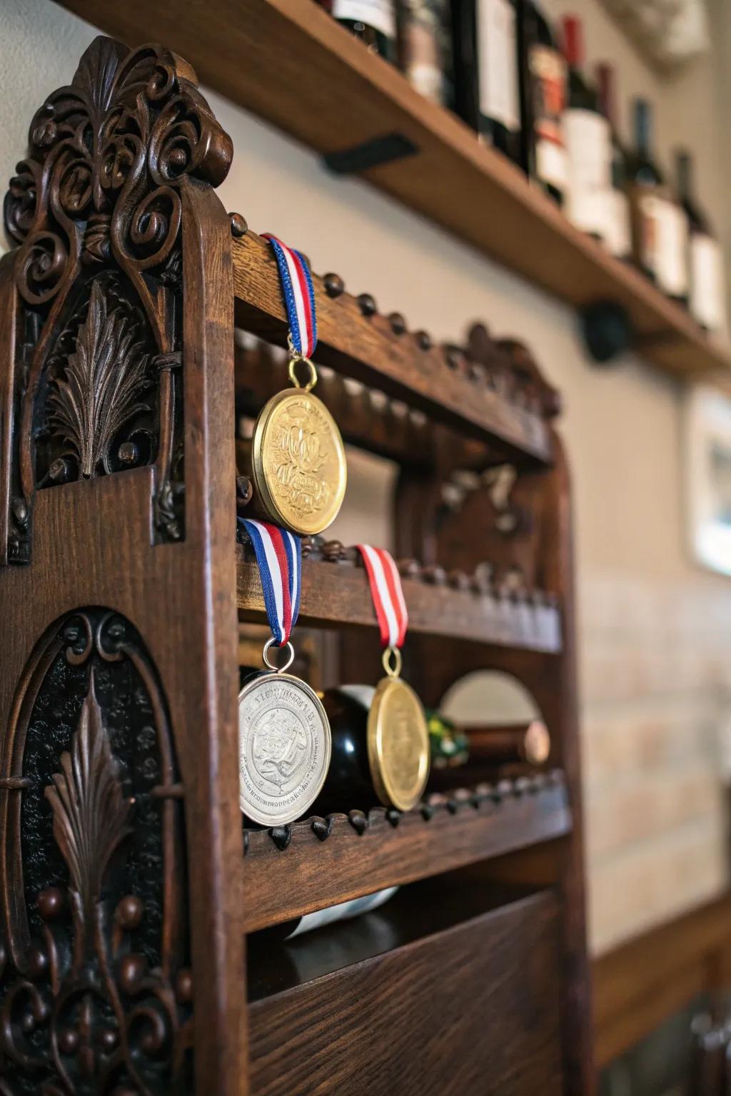 Add character with a repurposed bottle rack.