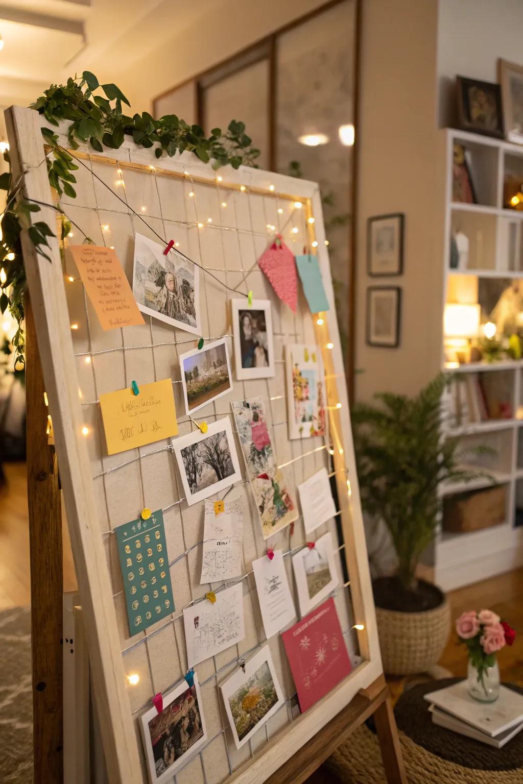 A recollection board inviting guests to contribute to a living memorial.