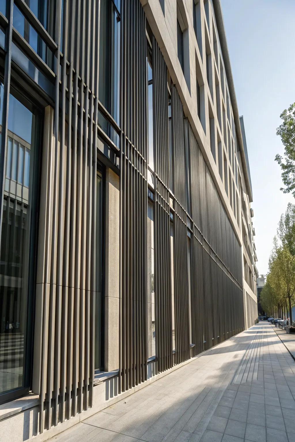 Vertical tube displays add architecture.