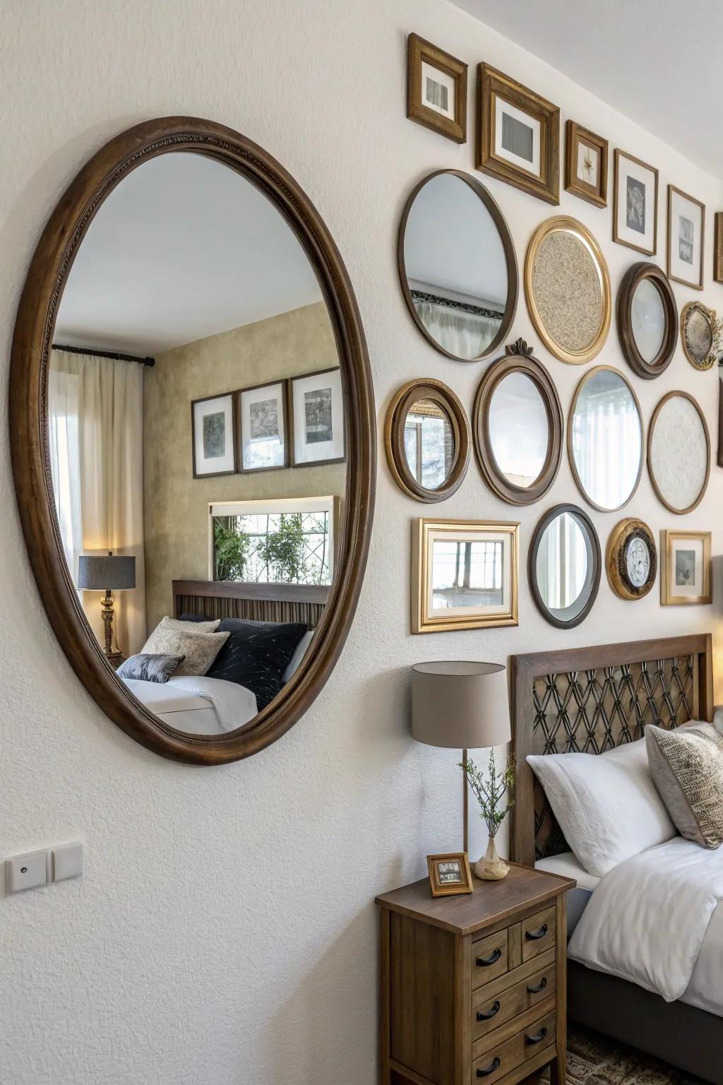 A mirror theme adds personality and reflects light attractively.