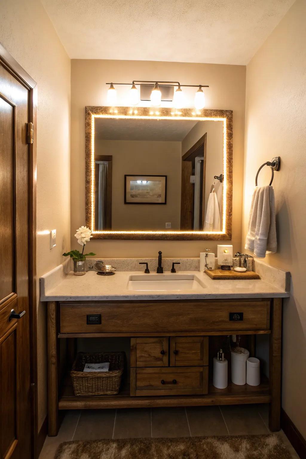 Backlit mirrors improve both atmosphere and practicality.