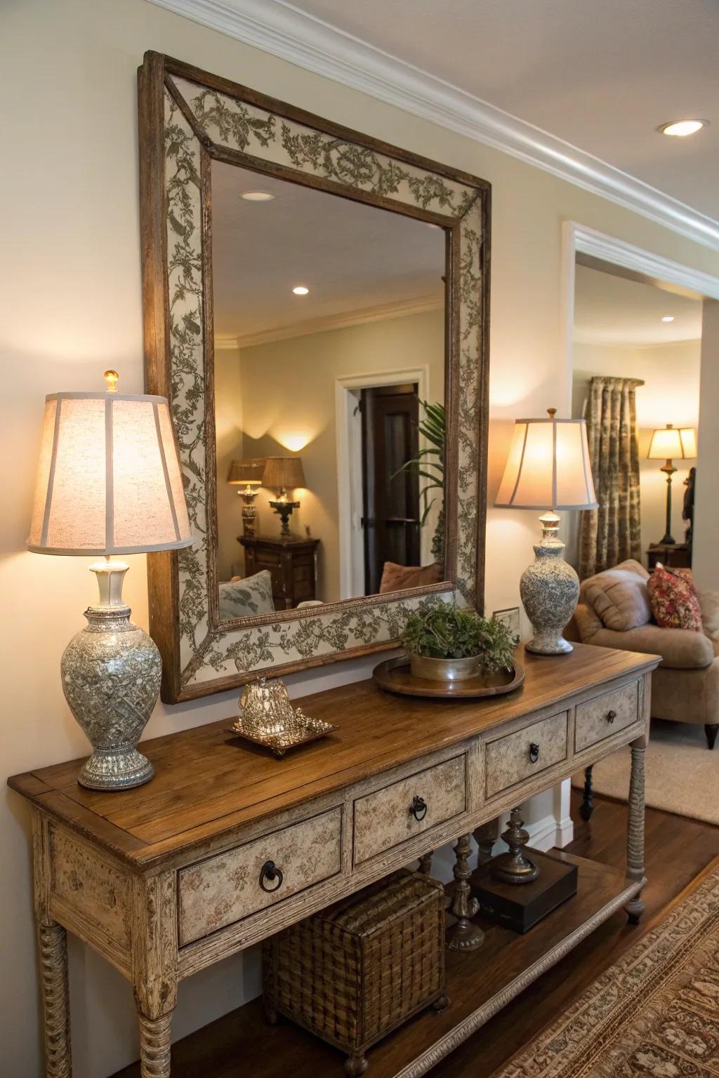 Vintage mirrors introduce history and individuality to decor.