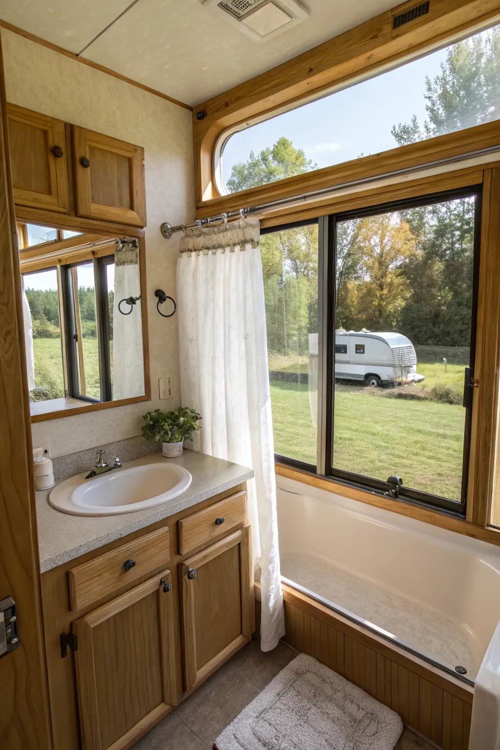 In this bathroom, natural light floods the space, creating a brighter and more welcoming area.