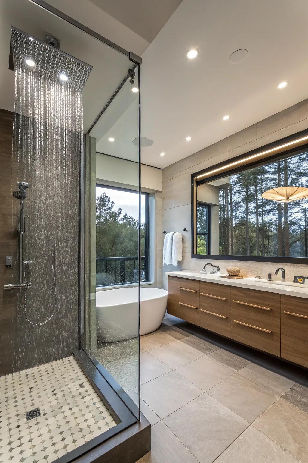Spa-style features turn this bathroom into a deluxe retreat.