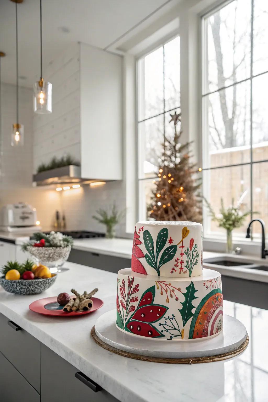 Abstract art Christmas cake