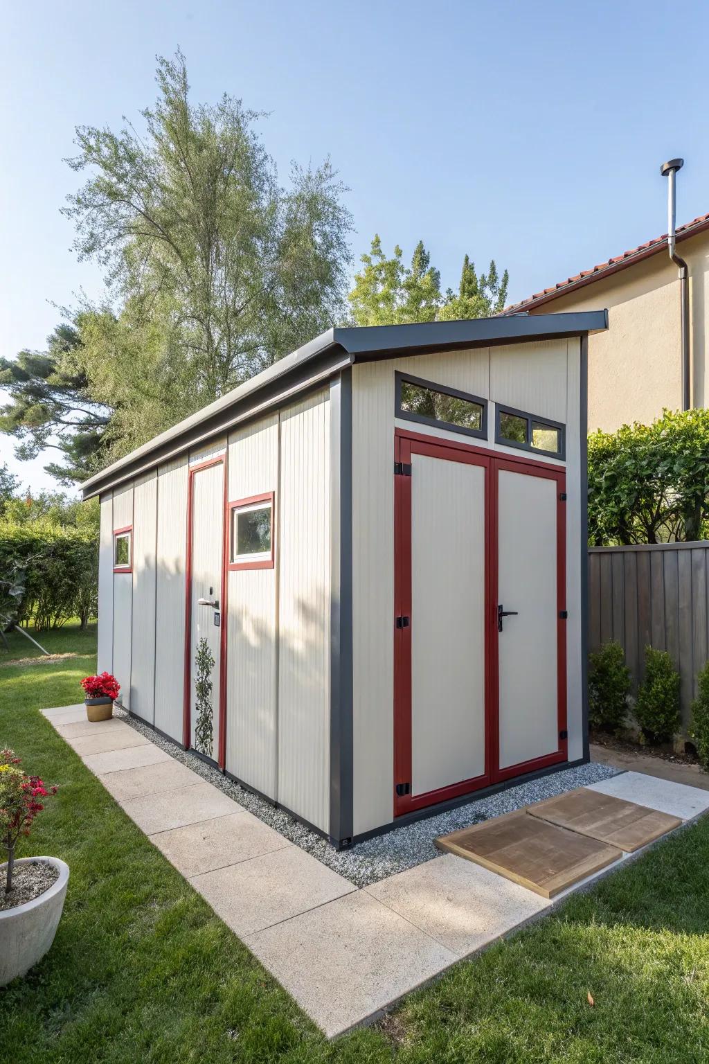 A neutral palette with bold accents adds style to a modern structure.