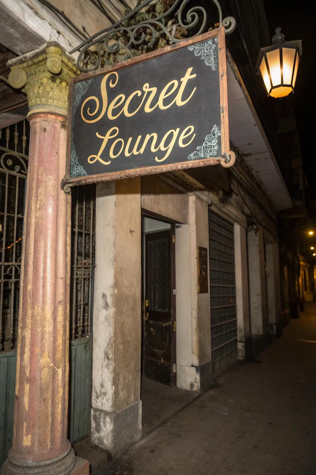 Aged-style signage injects intrigue and thematic consistency.