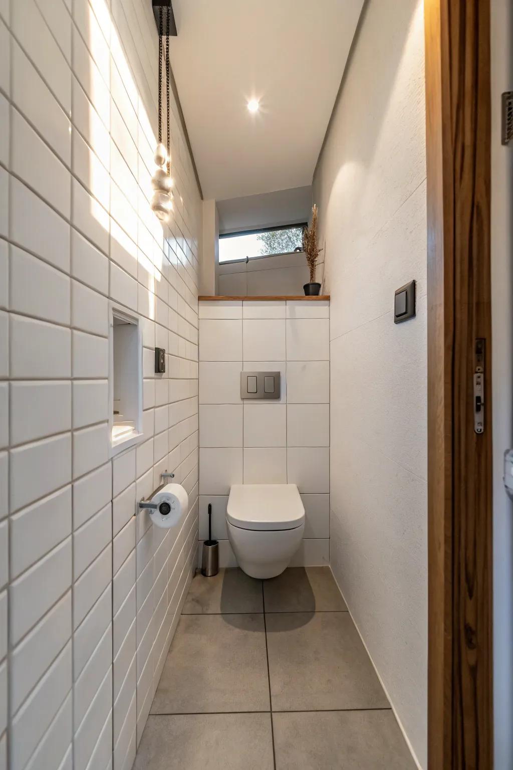 Wall toilets make bathrooms look spacious and clean.