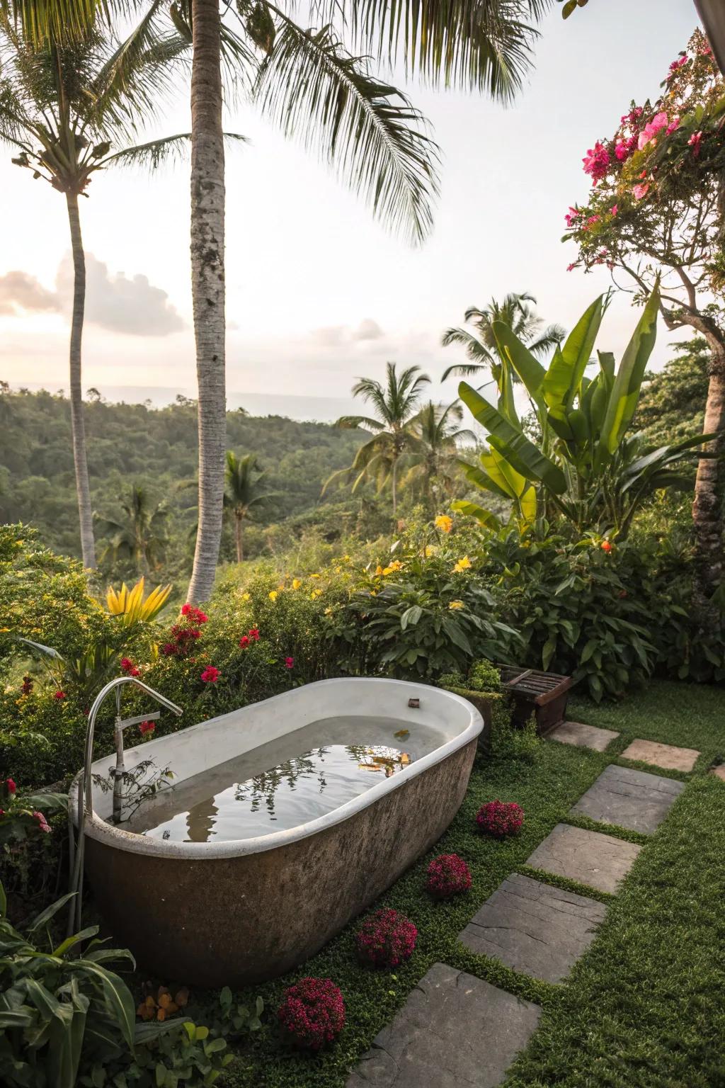 Transform your space into a tropical oasis using lush plants.