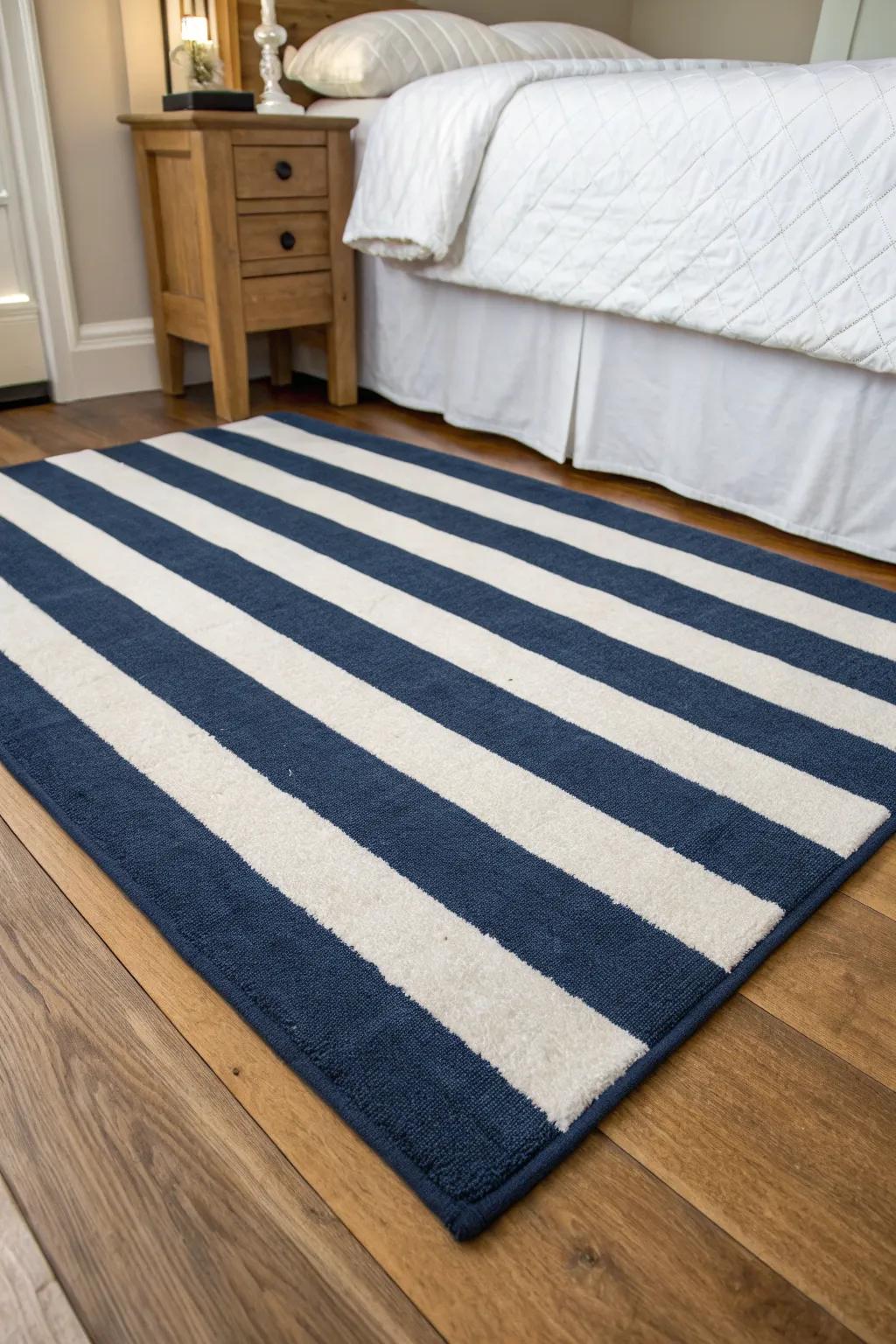 A banded rug secures the nautical theme.