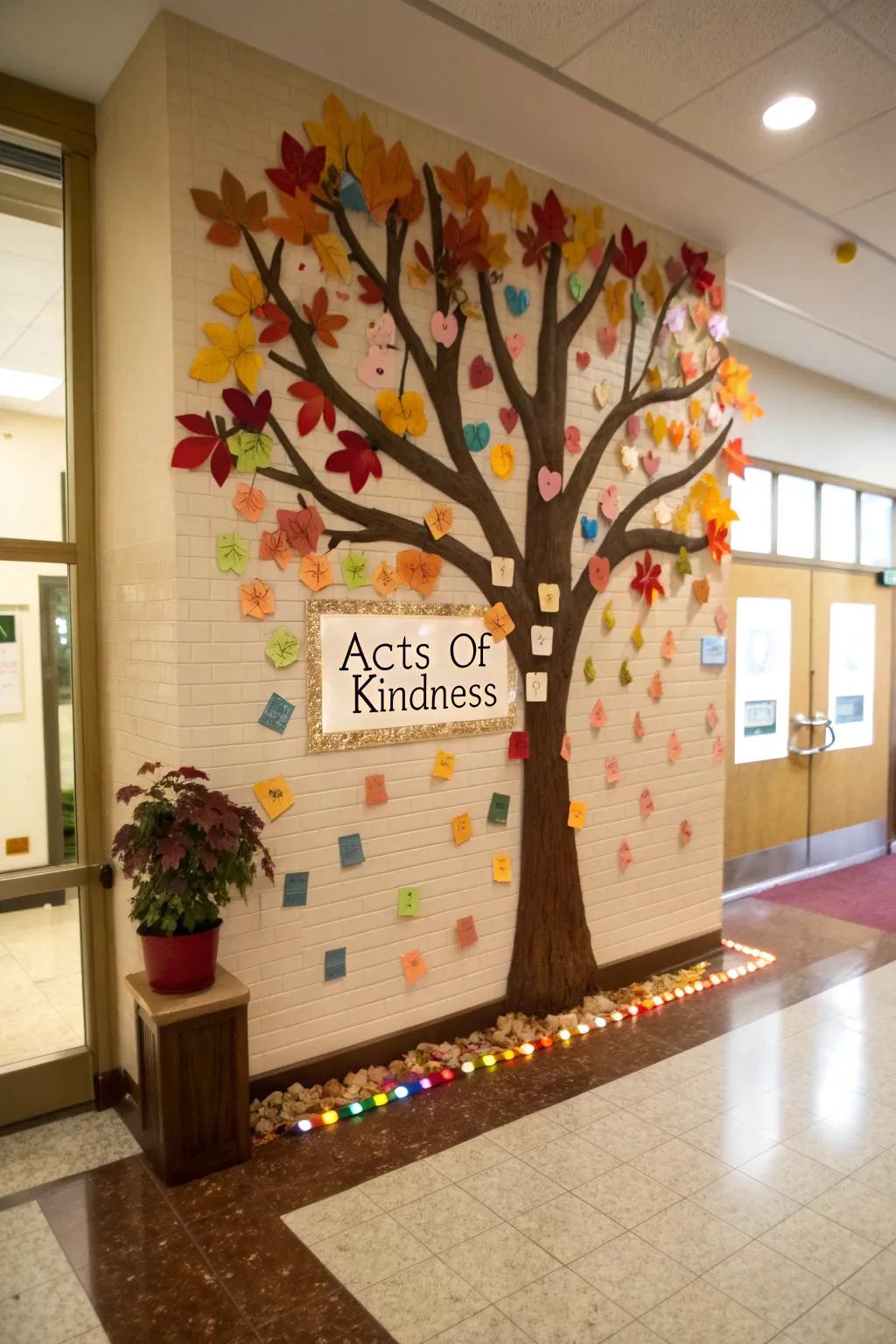An 'Embrace Kindness' bulletin board.