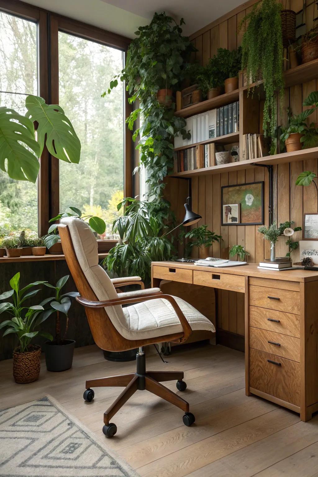 Wood accents in chairs bring a natural warmth to the workspace.