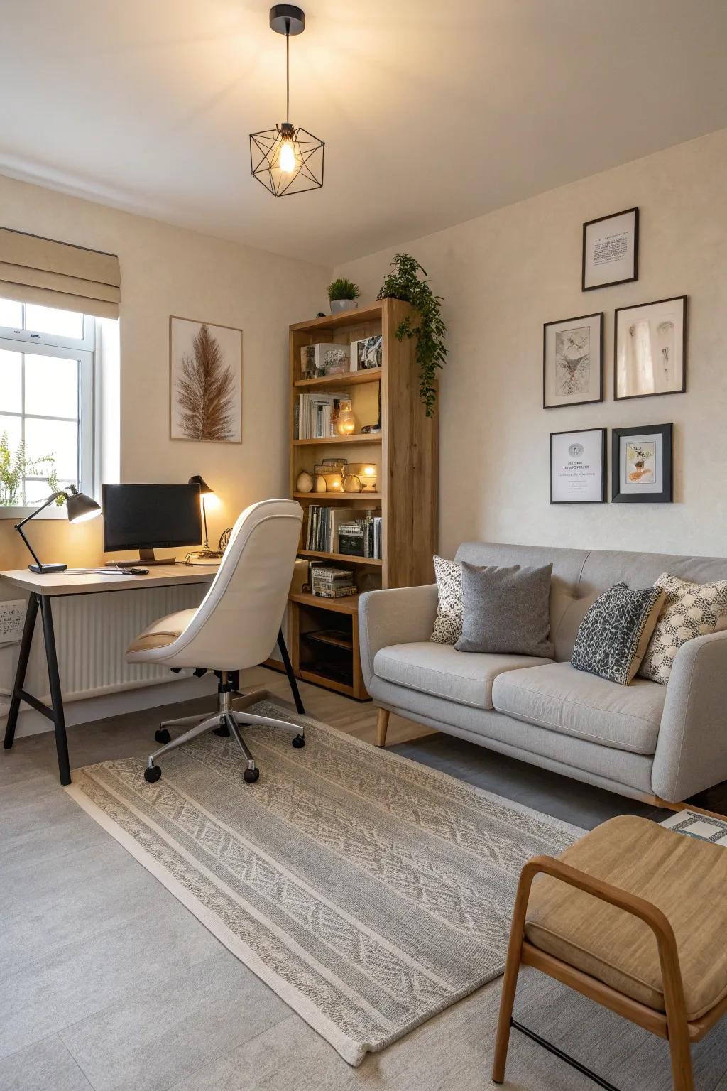 Studio space providing flexibility with multi-functional furniture.