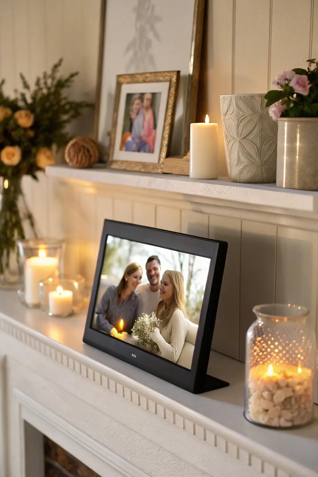 A digital frame showcasing treasured moments of family life.
