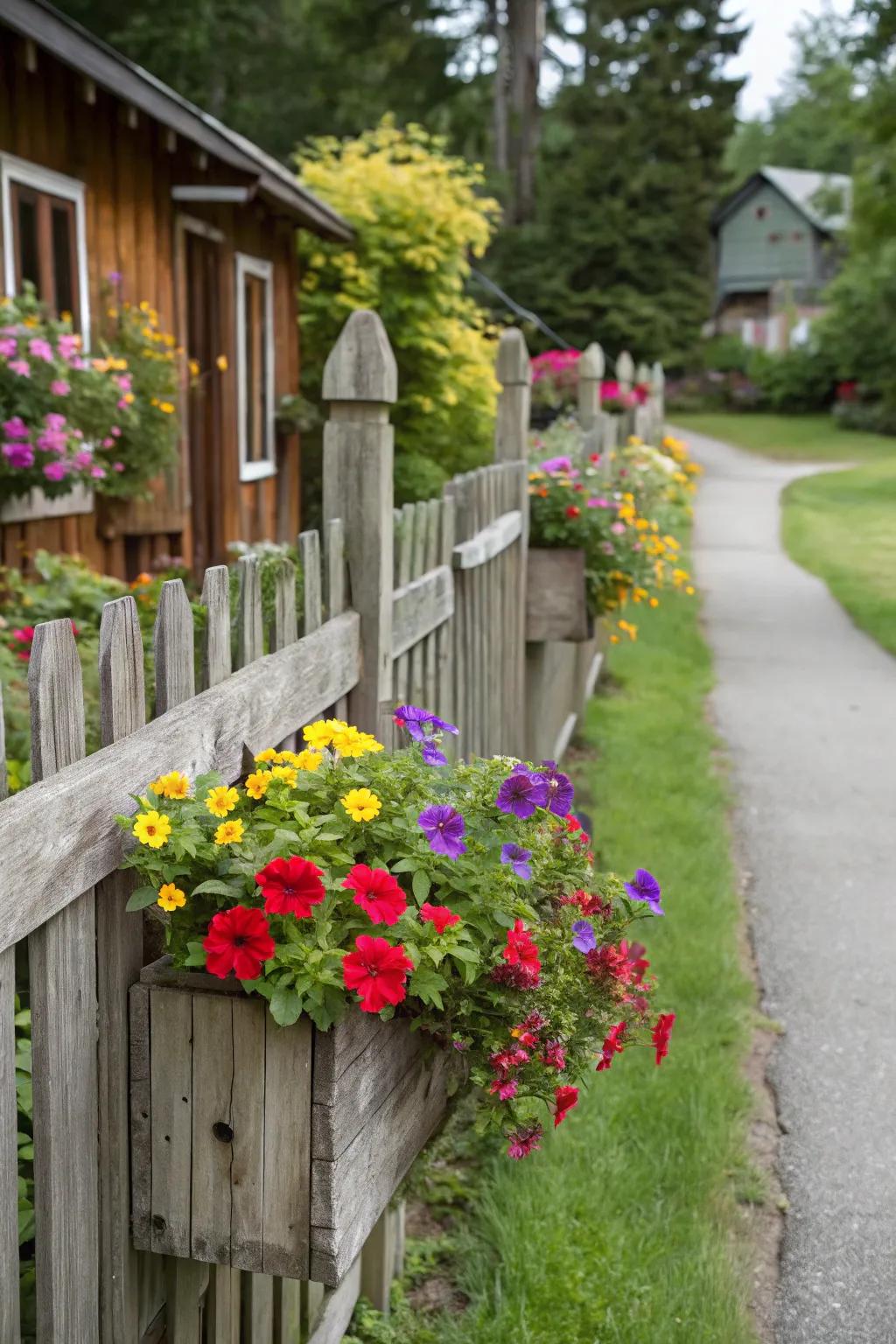 Add charm with ornamental touches and planter boxes on fencing.