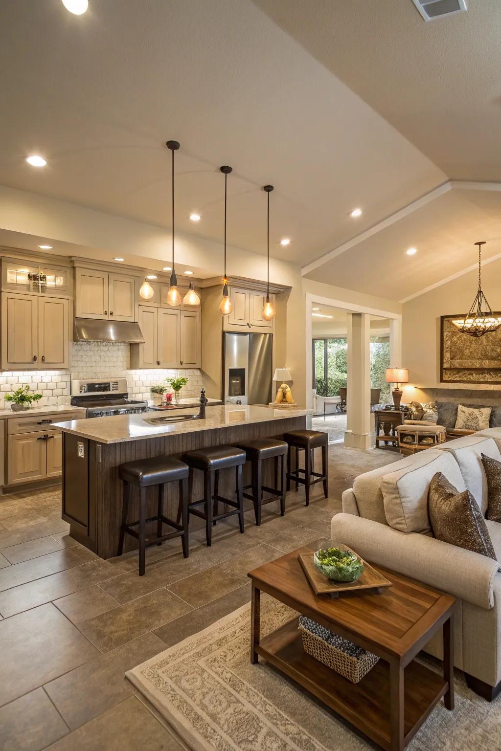 Unified design beautifully connects the open areas.