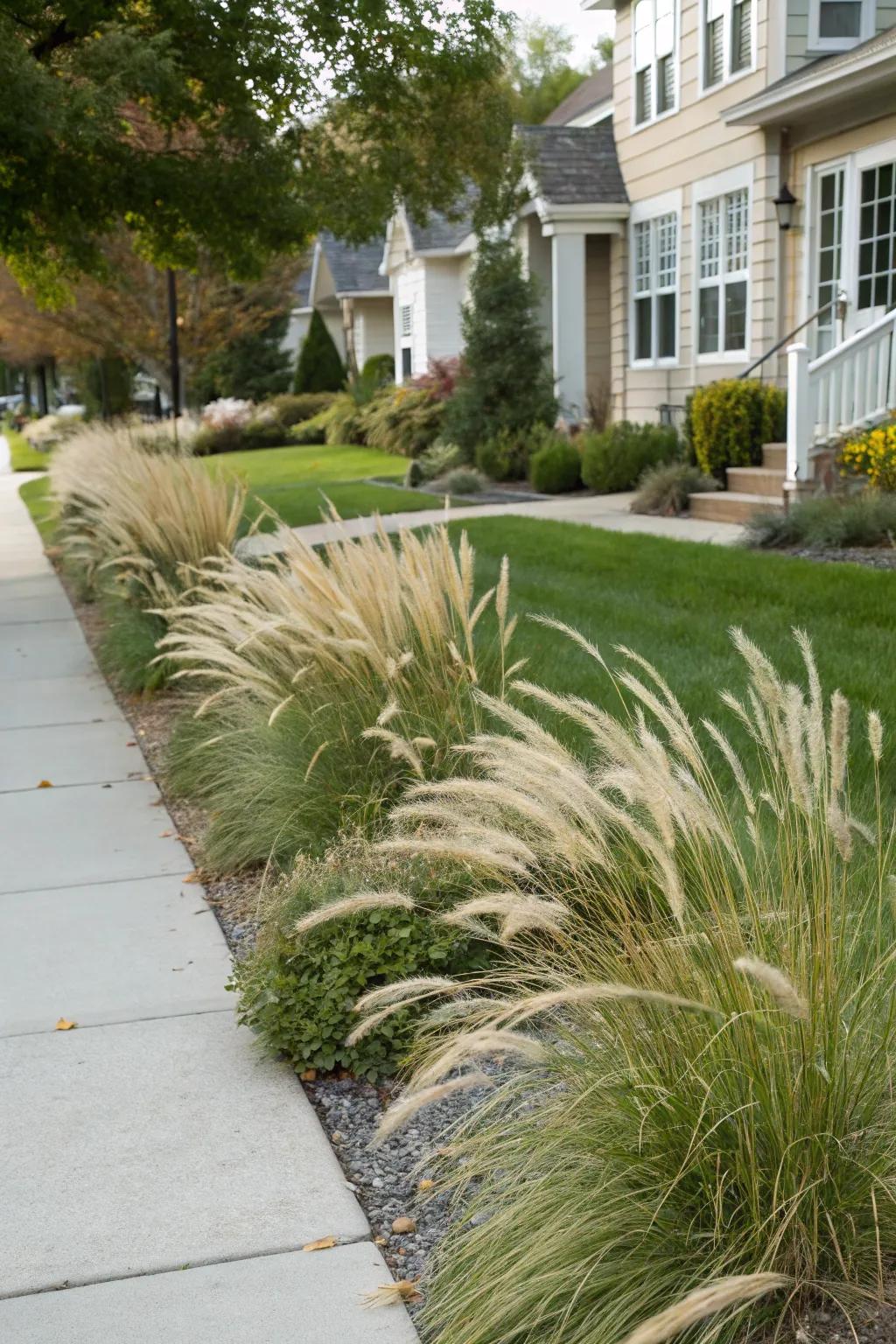 Ornamental grasses significantly boost front yard aesthetics.
