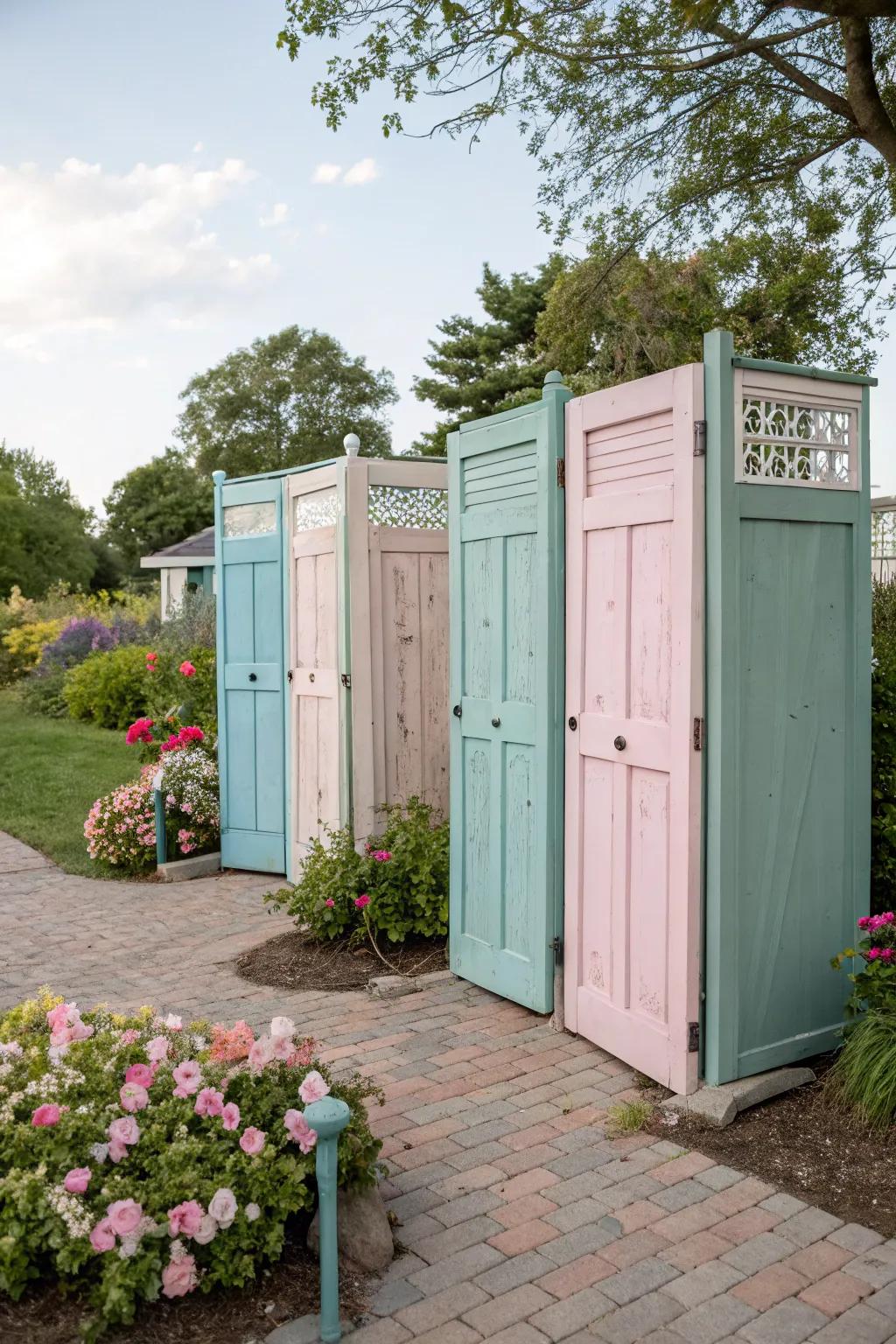 Vintage doors bringing character and charm to your outdoor space.