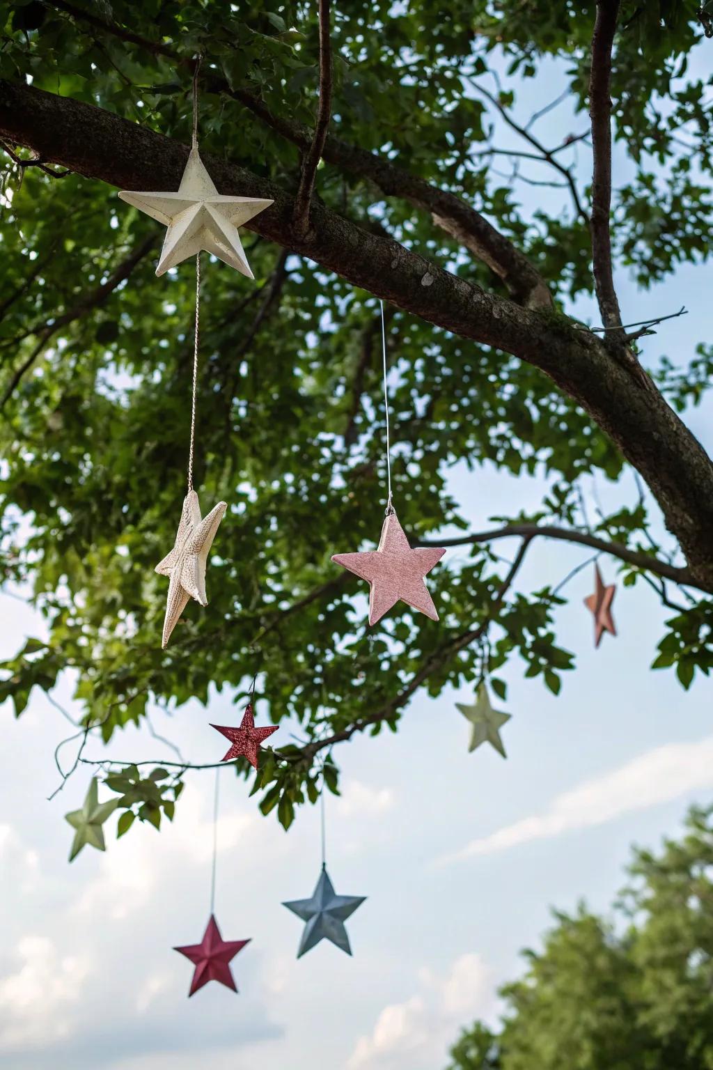 Illuminate your garden through glistening suspension stars.