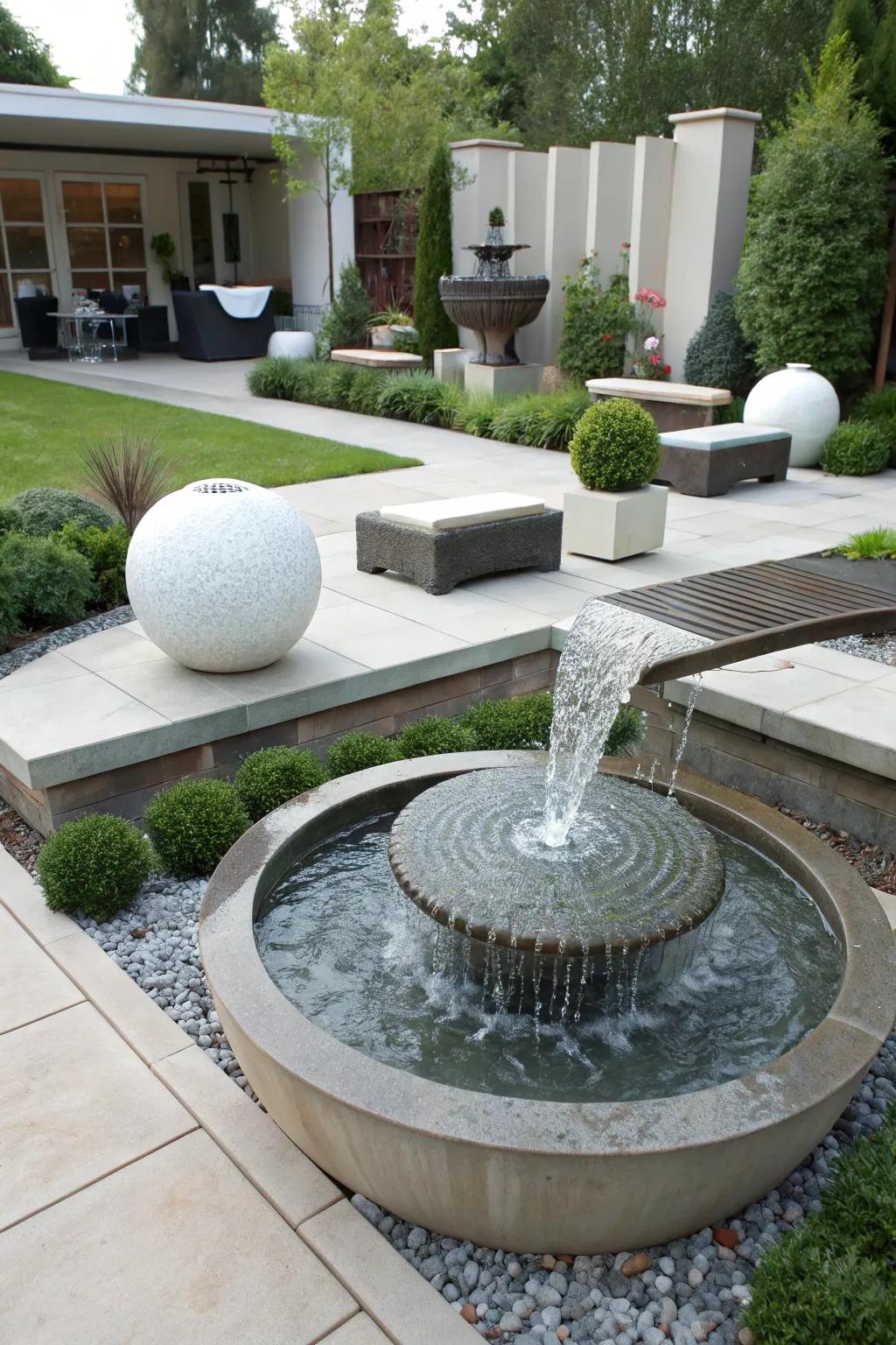 An innovative fountain showcasing artistic water flow.