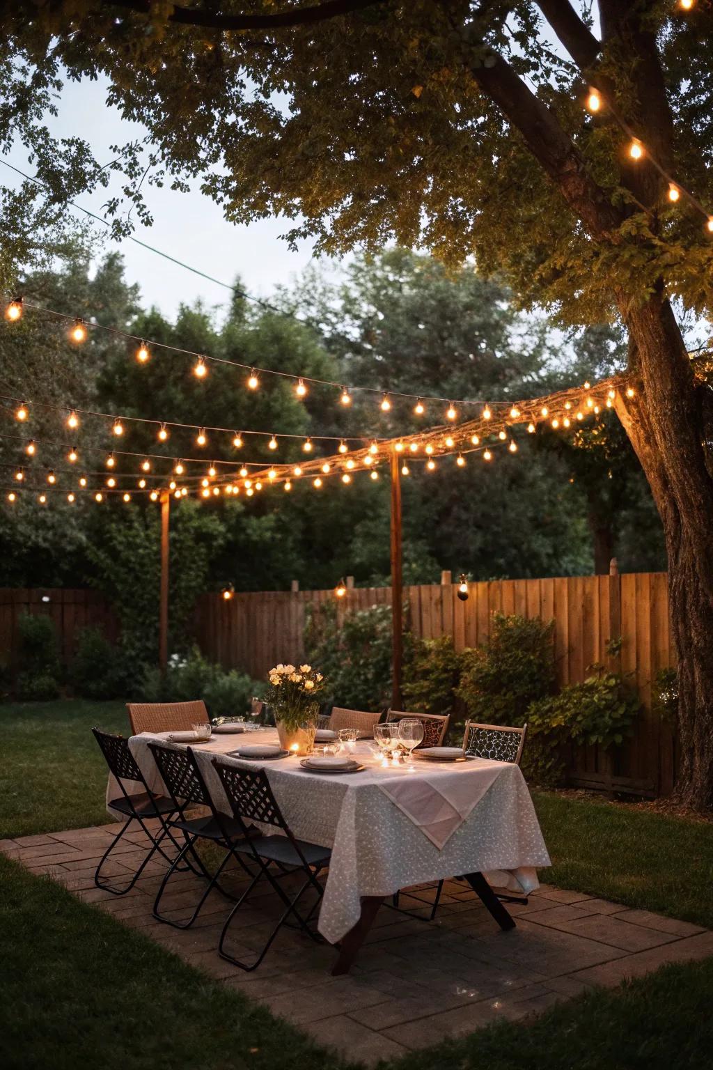 An outdoor dining area is ideal for savoring meals under the open sky.