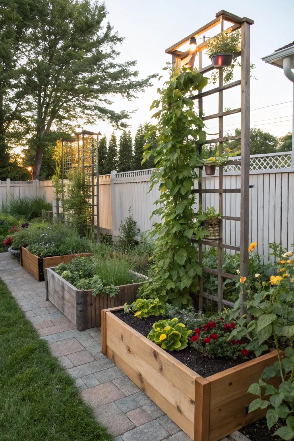 Vertical gardening optimizes space and adds dimension.