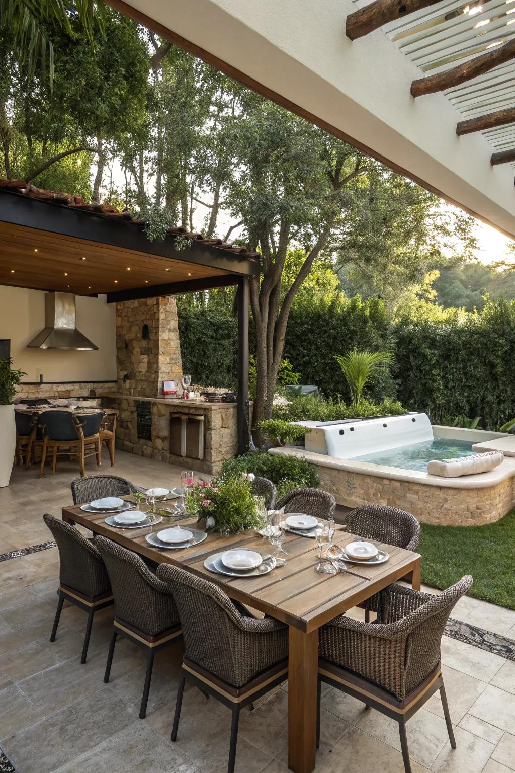 A specific dining space makes outdoor meals a delightful experience.