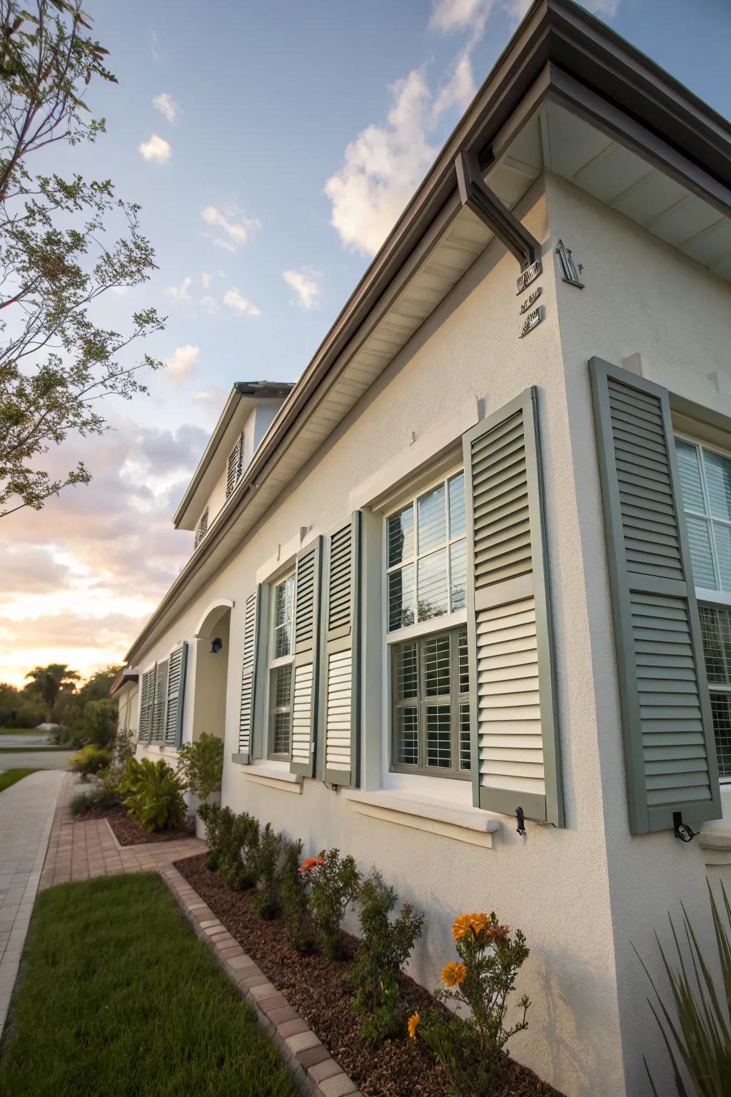 House featuring operable awnings enhancing energy efficiency.