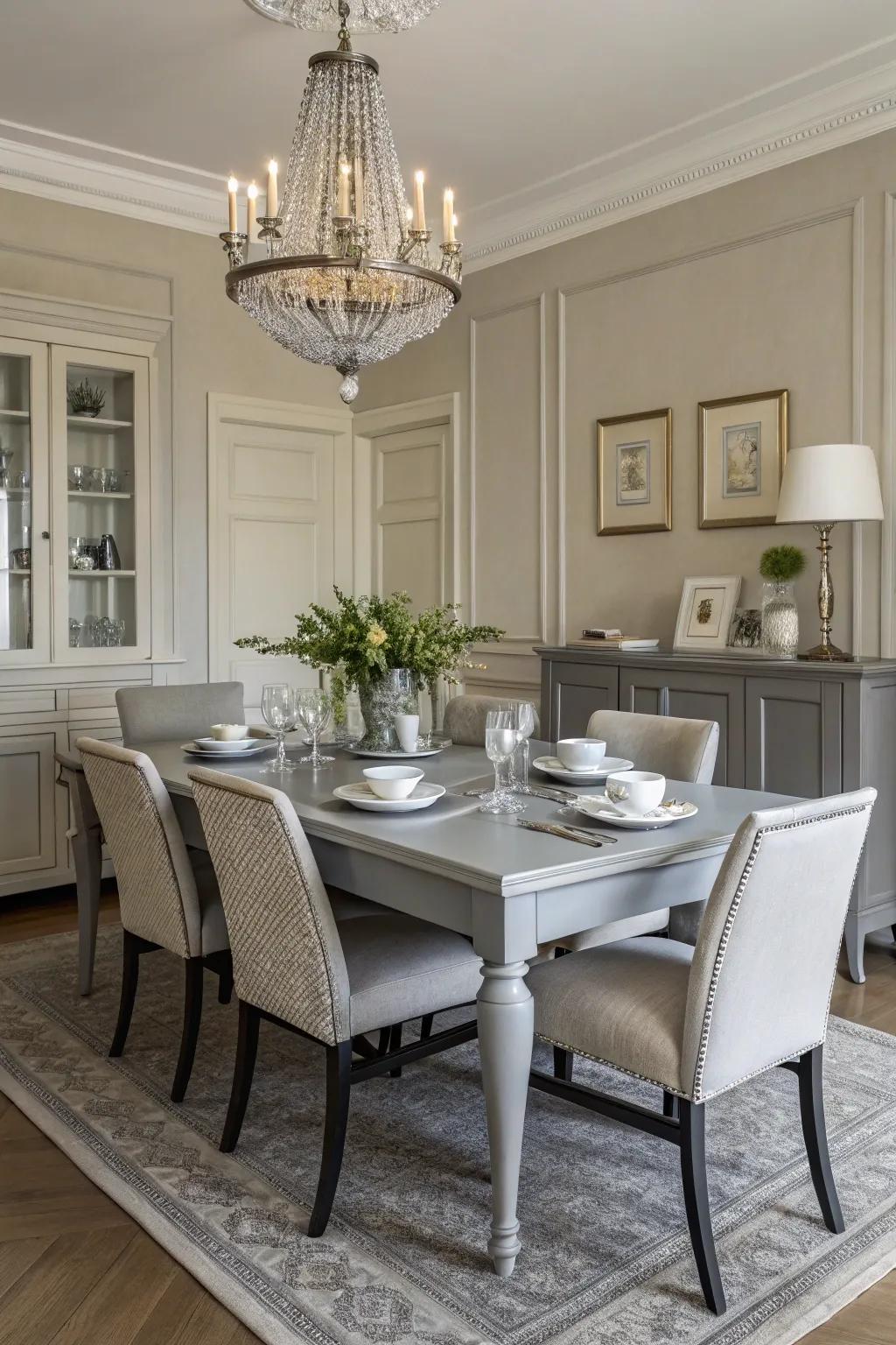 Muffled slate embellishment imparts subtle elegance to your dining table.