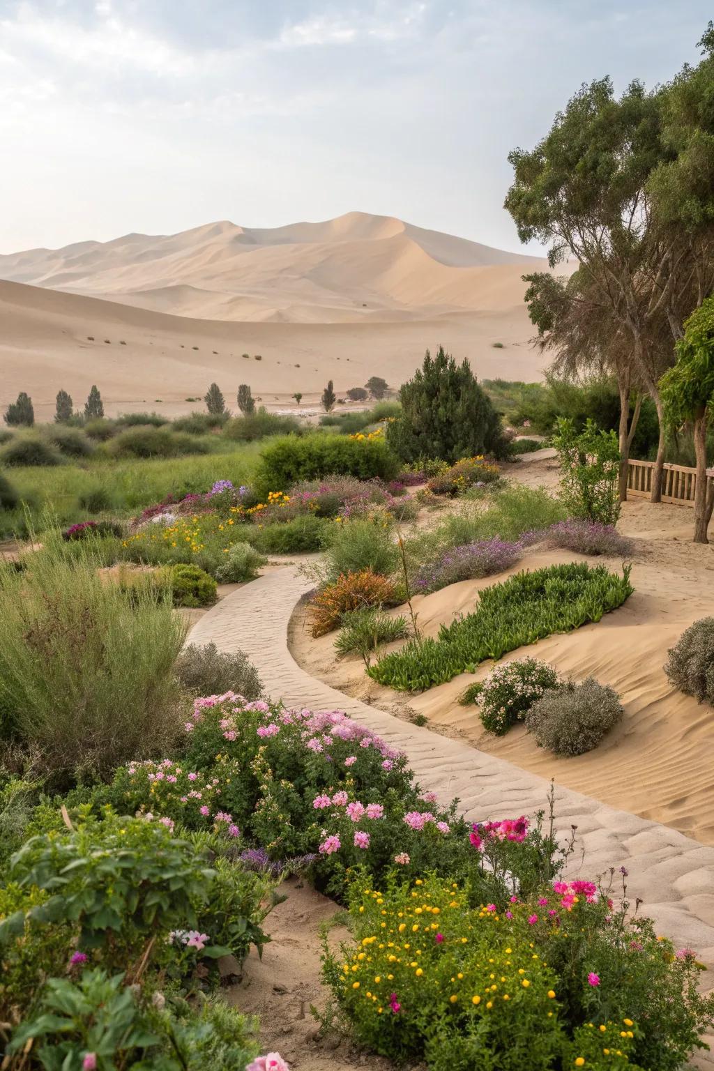 Integrating elements of the natural desert results in a harmonious landscape.