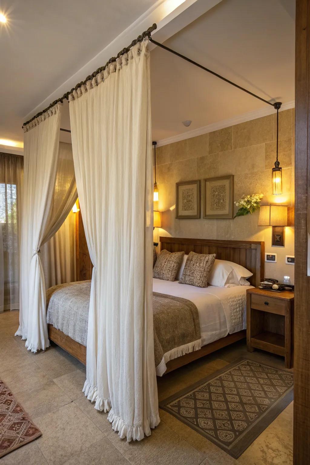 Curtains deliver a versatile and gentle room partitioning.