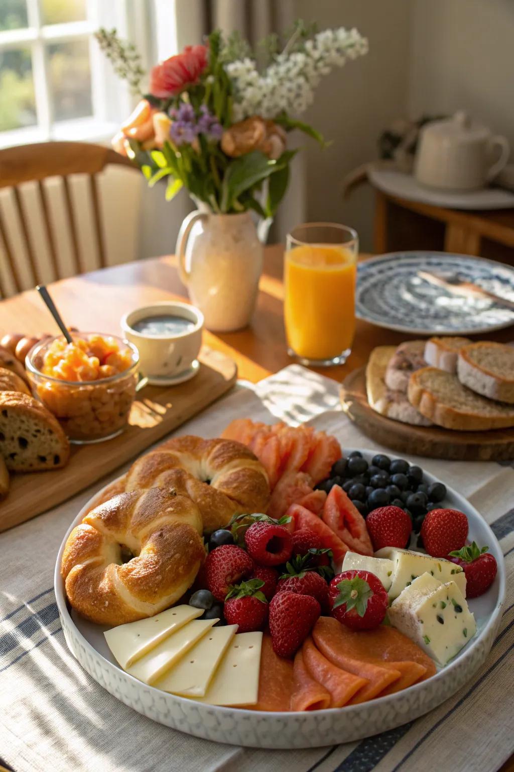 A brunch arrangement that offers a warm, inviting start to the day.