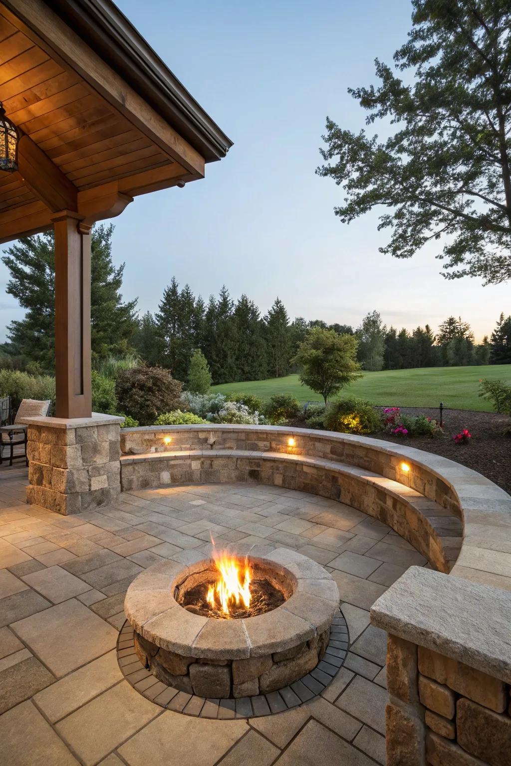 Built-in seating walls offer style and practicality.