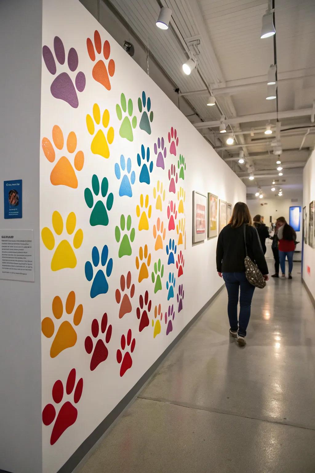 Modern art using paw prints.