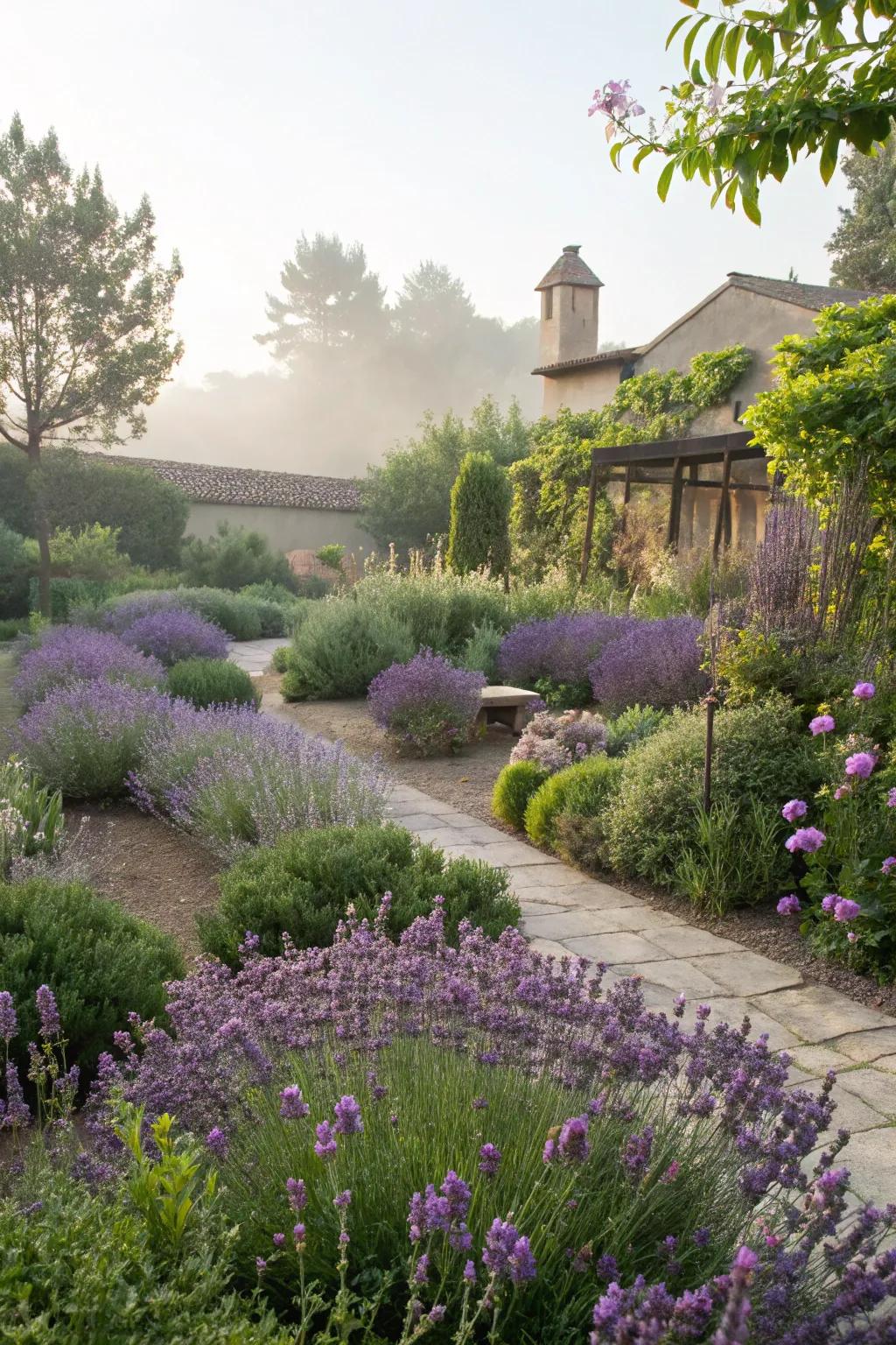Aromatic plants produce a soothing fragrance in the garden.