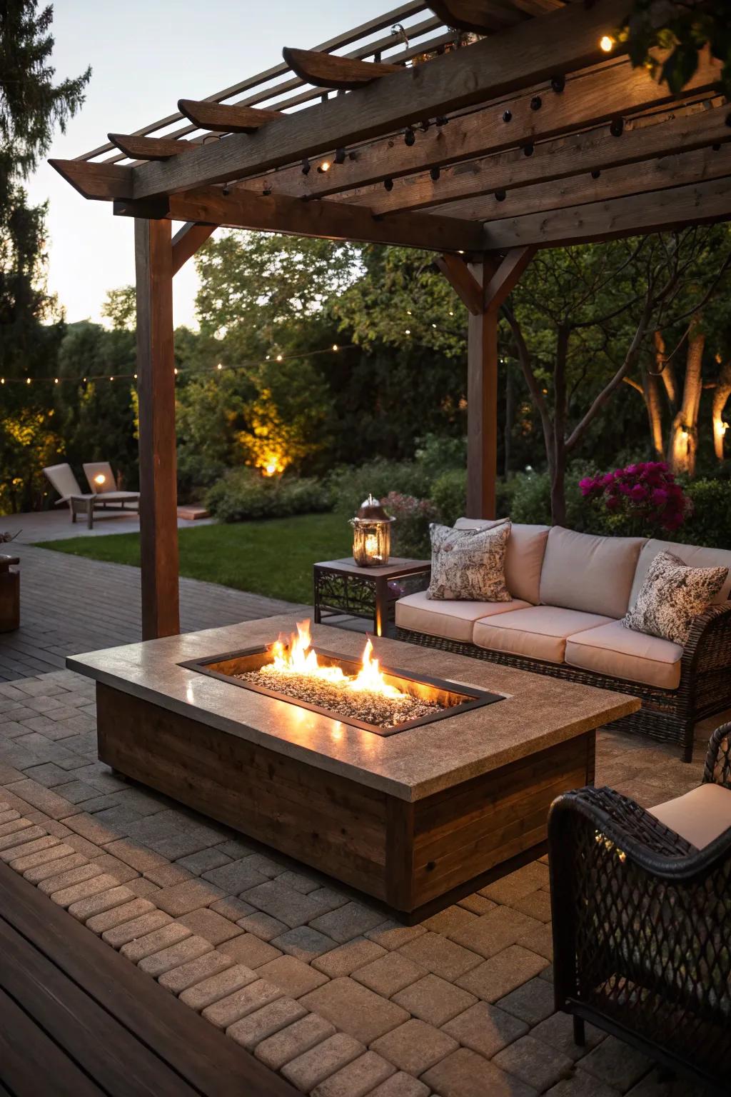 Savor the best of both worlds with a fire pit coffee console.