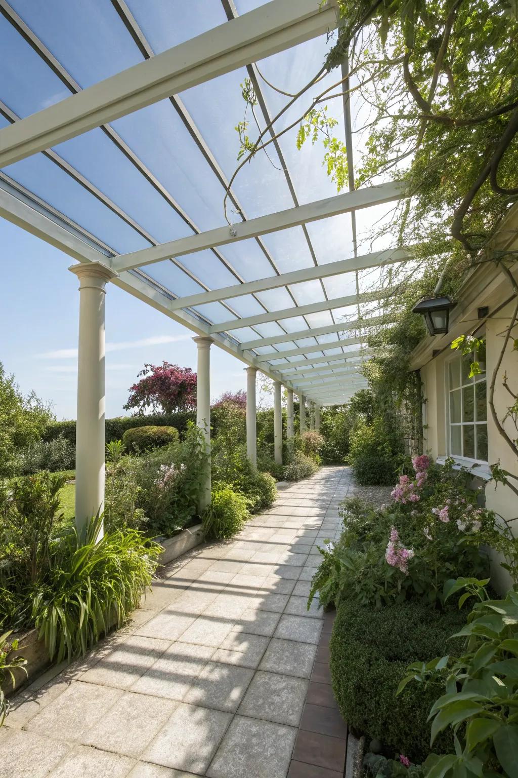 Polycarbonate roofs offer both light and durability.
