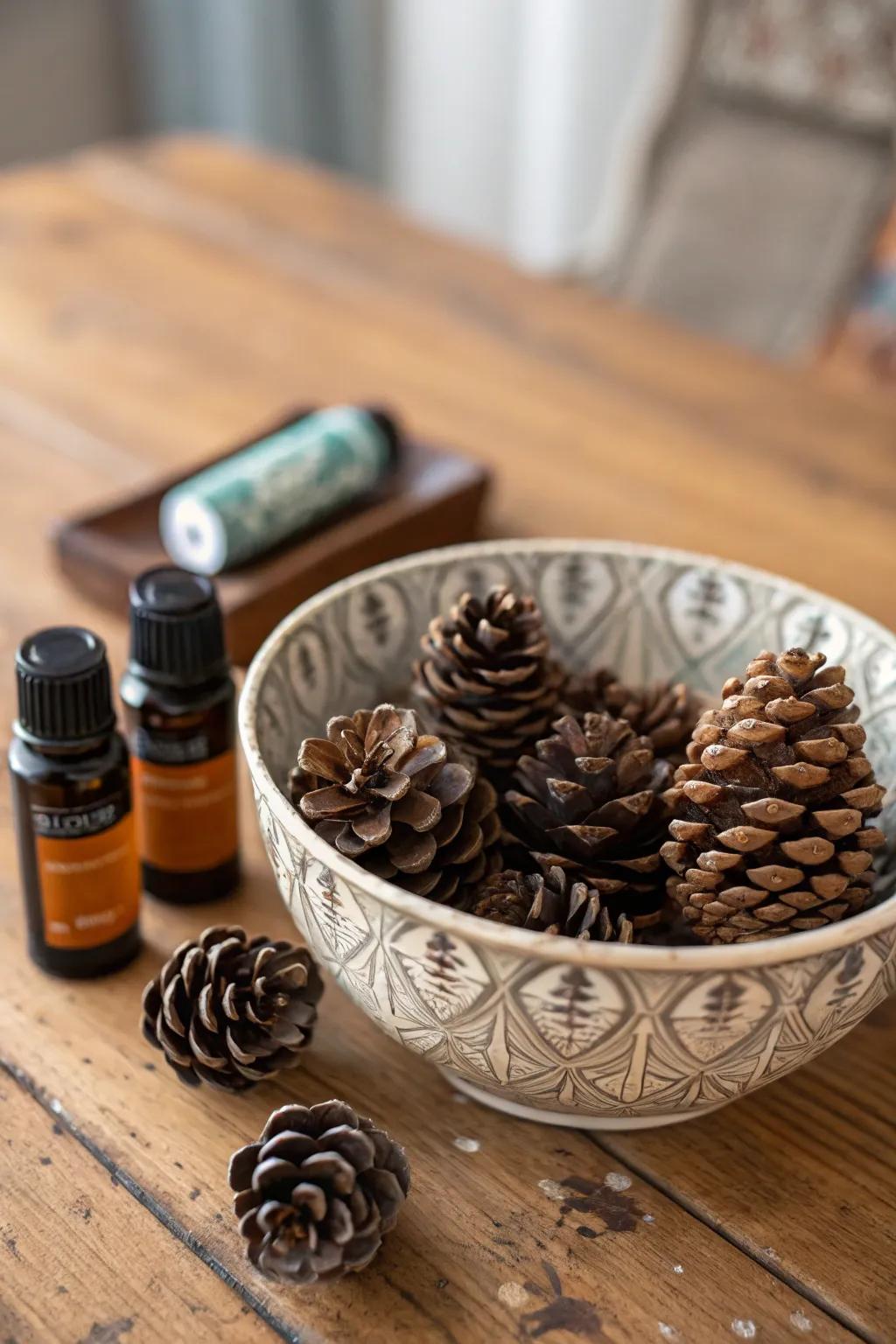 Scented pinecones add a refreshing fragrance to gardens.